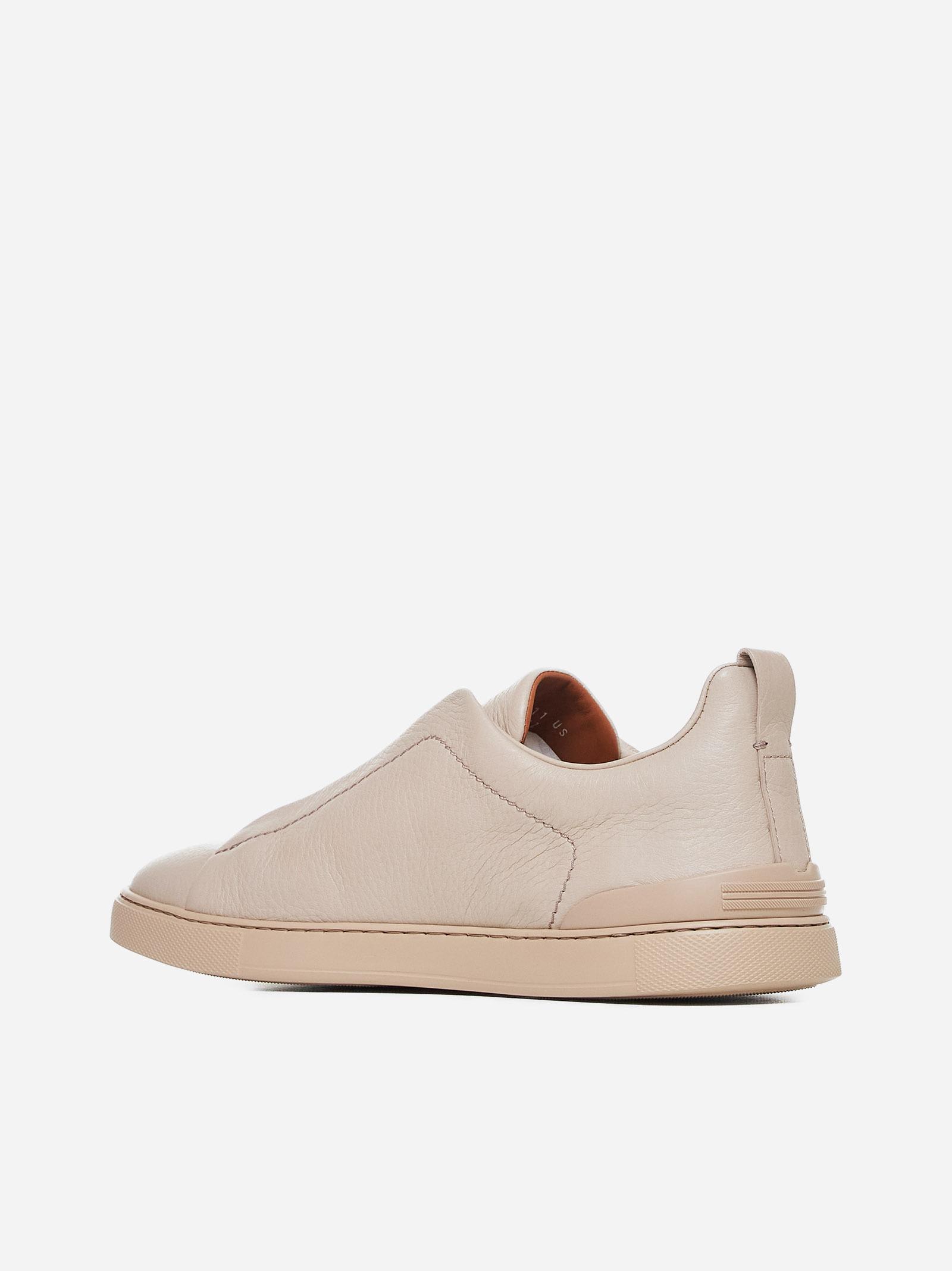 Zegna Man Sneakers Beige Size 12 Leather In Neutral