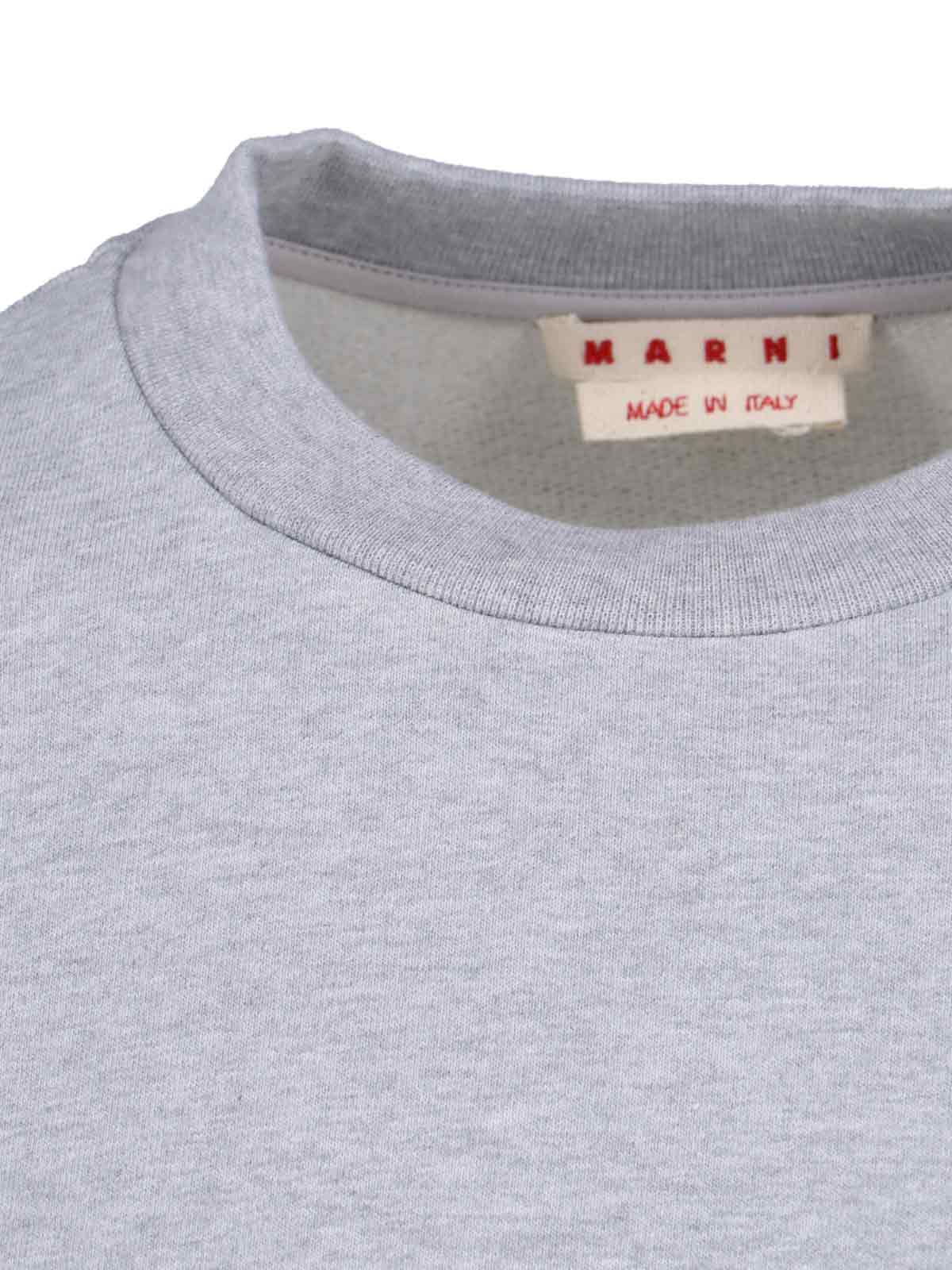 Shop Marni Logo Crewneck Sweatshirt In Gray