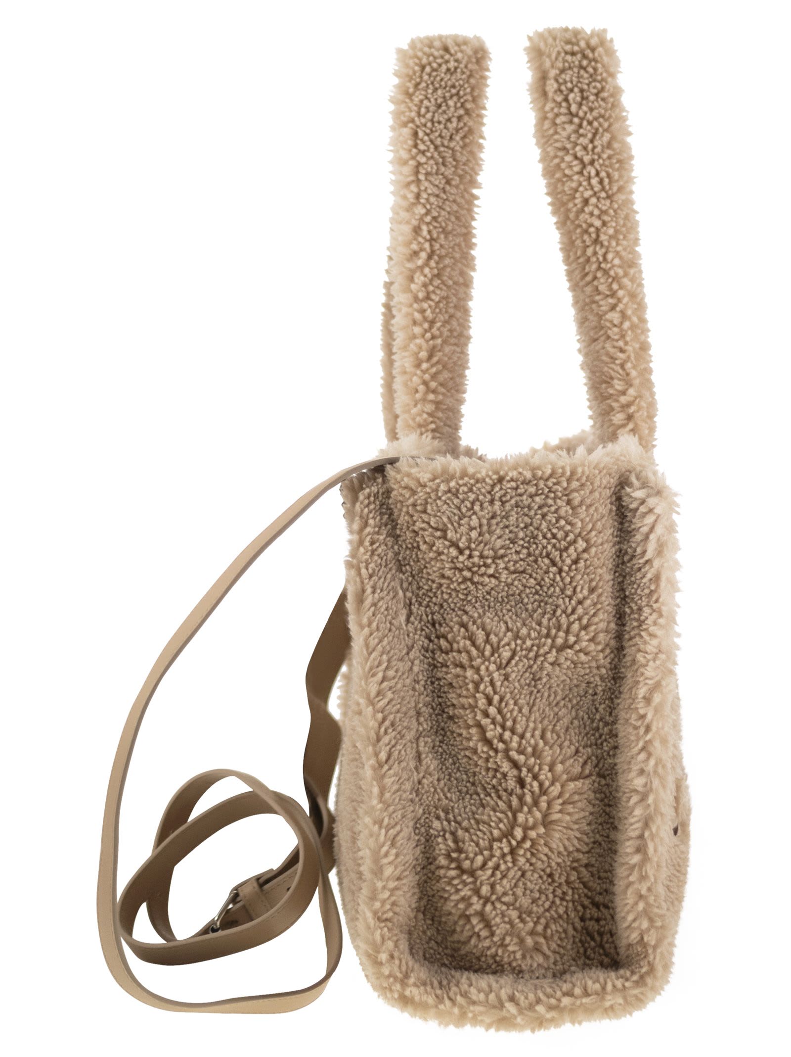 MC2 SAINT BARTH SMALL SOFT SHERPA BAG WITH SAINT BARTH LOGO AND SHOULDER STRAP