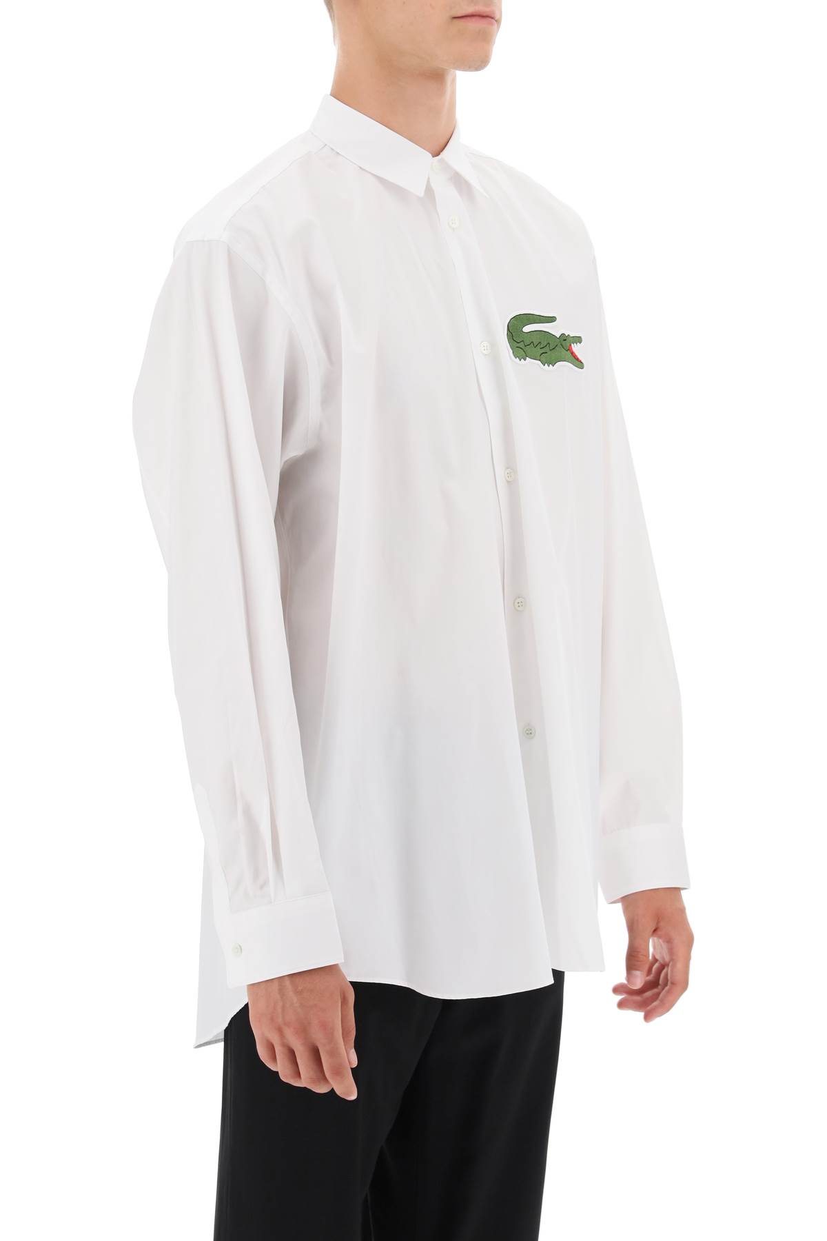 Shop Comme Des Garçons Shirt X Lacoste Oversized Shirt With Maxi Patch In White