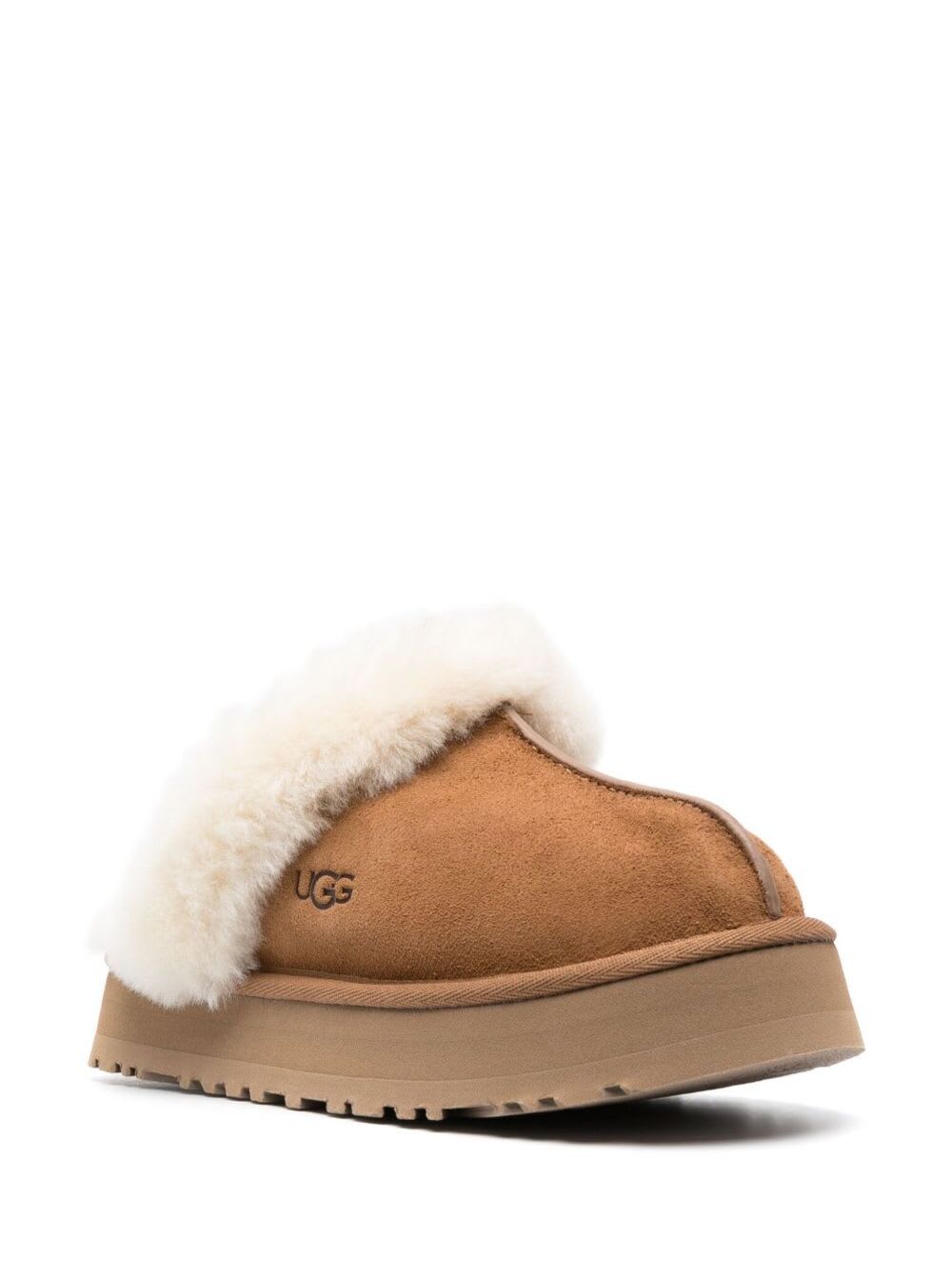 Ugg Disquette Suede Flat Mules In Sand