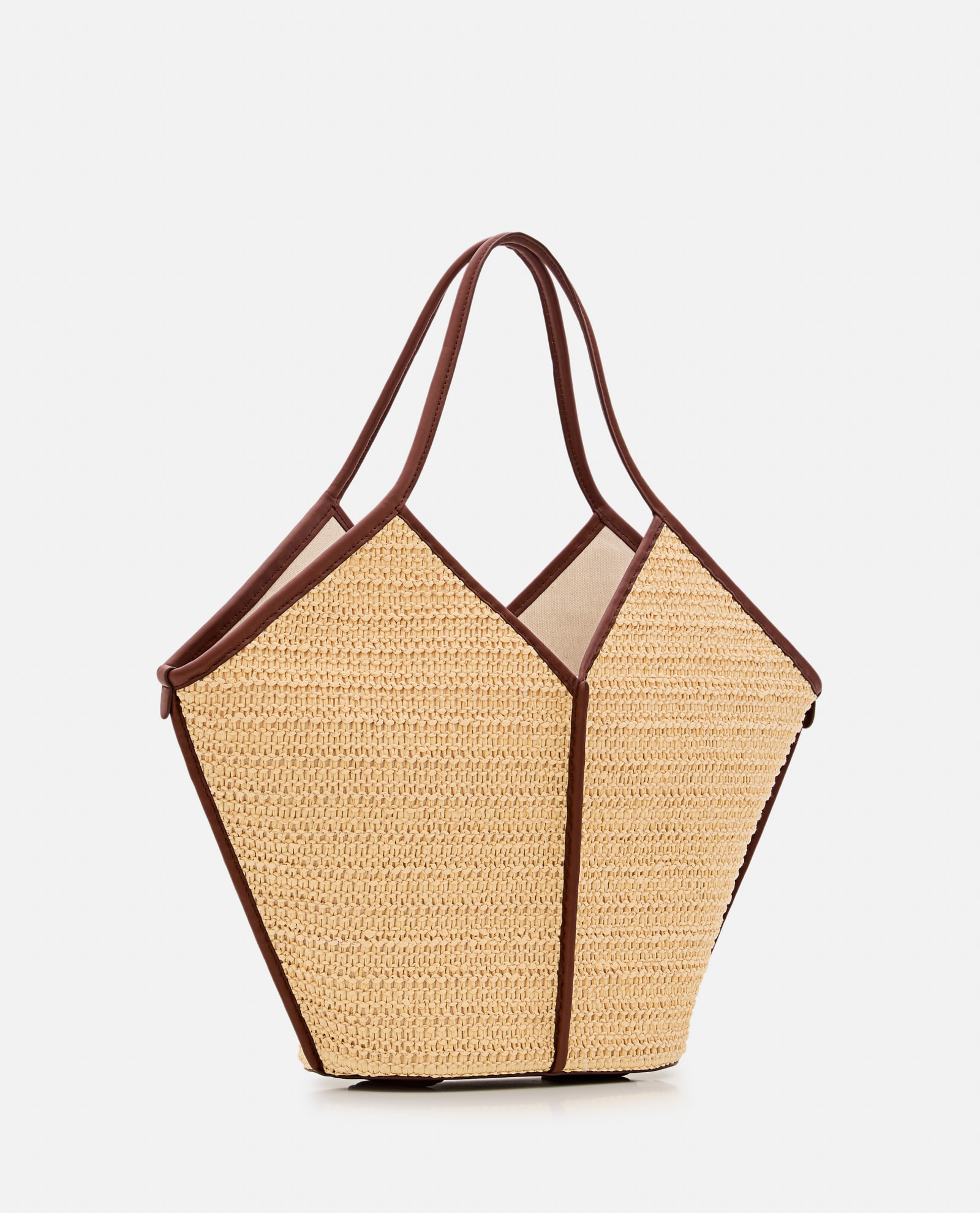 Shop Hereu Calella Rafia Bicolor Shoulder Bag In Brown