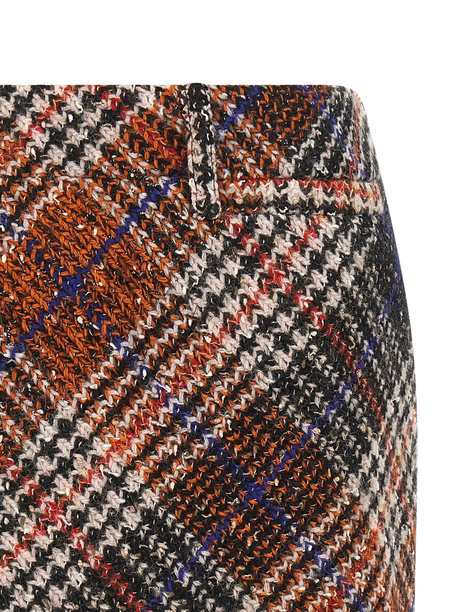 Missoni Multicolor Miniskirt With Concealed Zip Closure And All-over Zig-zag Motif In Wool Woman In Multi