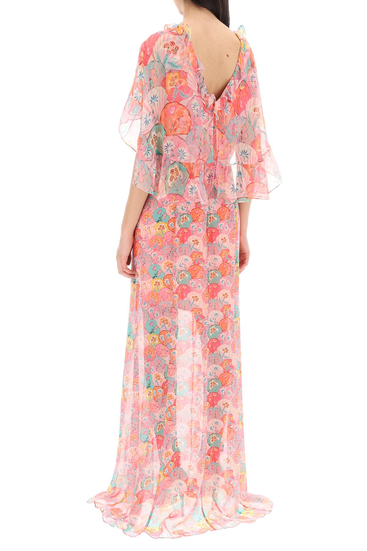 Shop Saloni Maxi Natalia Silk Georgette In Atlantis Fuchsia Big