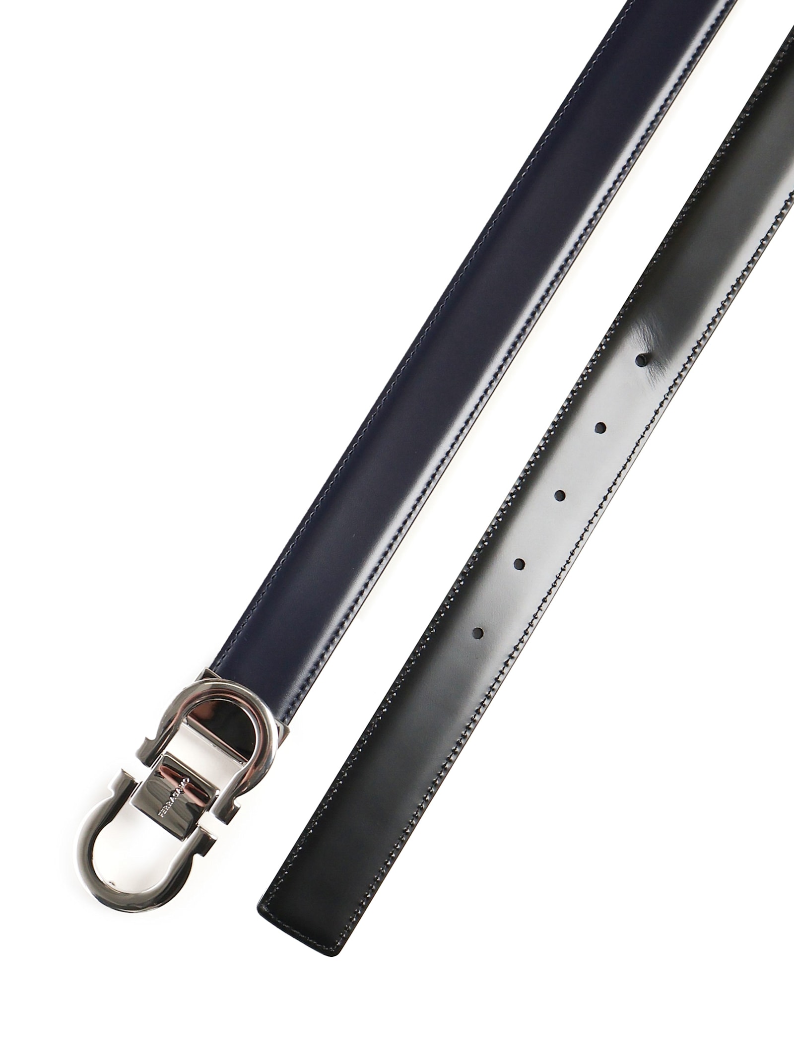 Ferragamo Gancini Reversible And Adjustable Belt In Blue