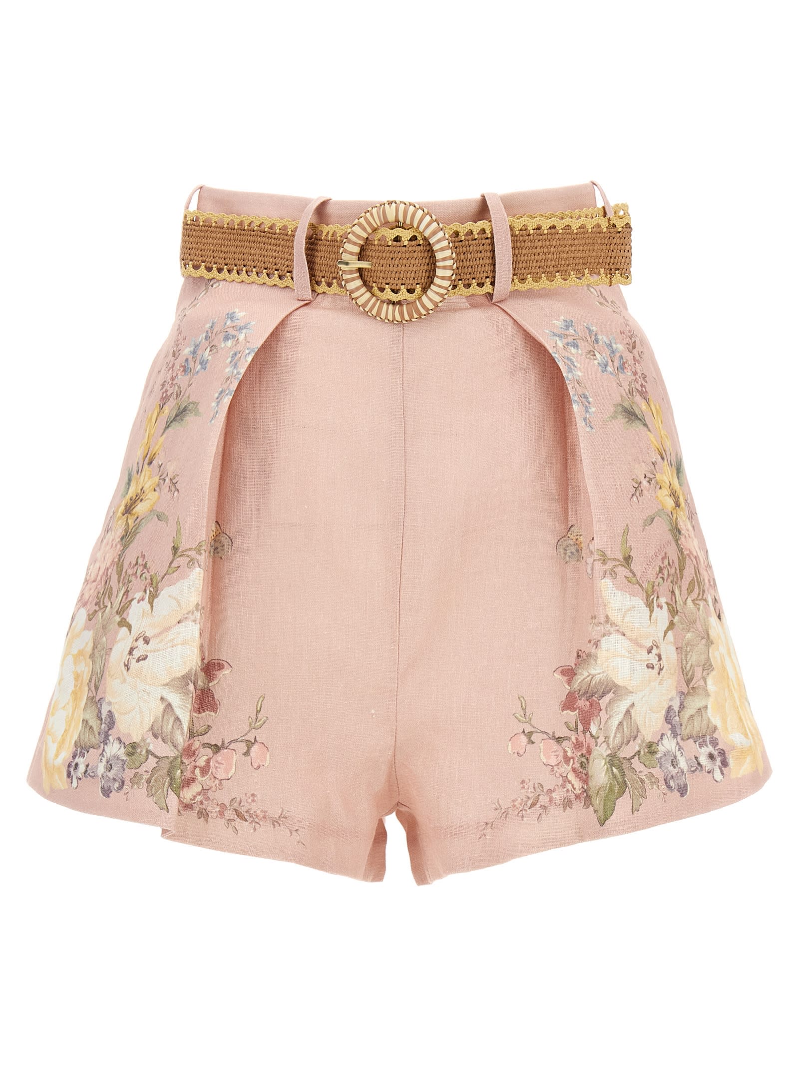 Shop Zimmermann Waverly Tuck Shorts In Pink