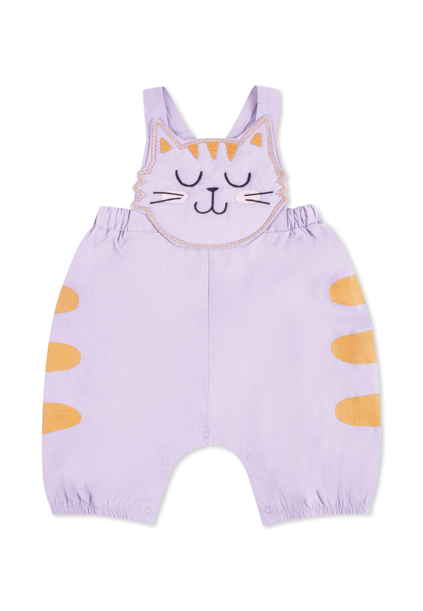 Stella Mccartney Lilac Dungarees For Baby Girl With Cat In Purple