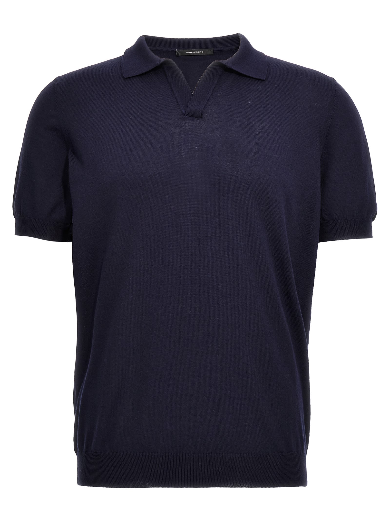 Shop Tagliatore Knitted Polo Shirt In Blue