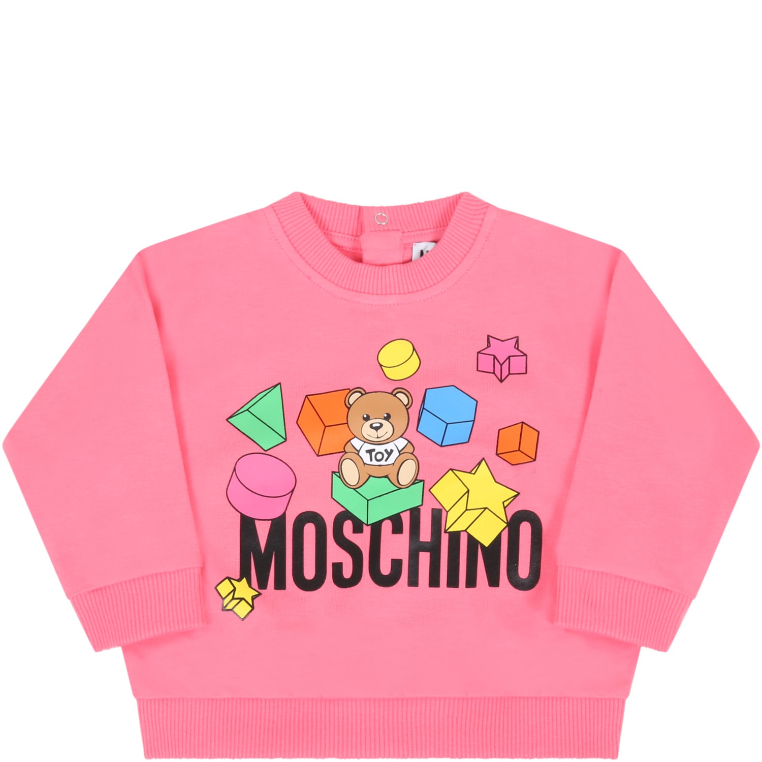 Moschino Pink Sweatshirt For Babygirl With Teddy Bear