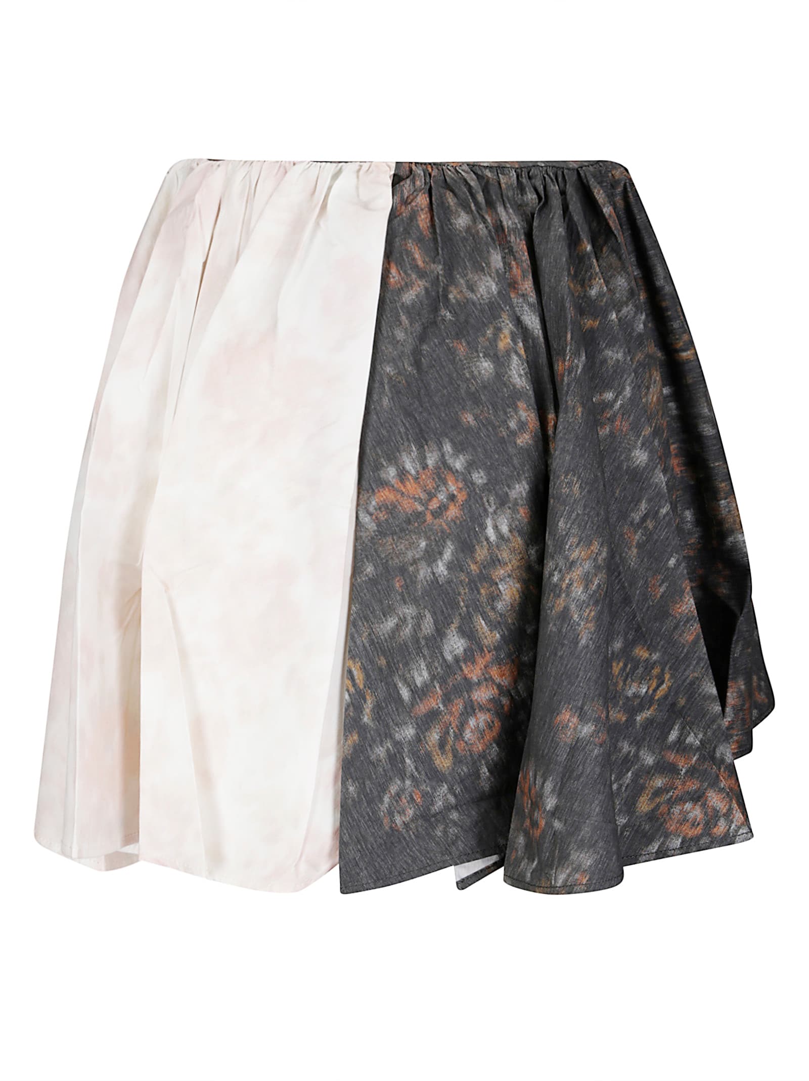 Ganni Printed Stretch Cotton Draped Mini Skirt In Multi