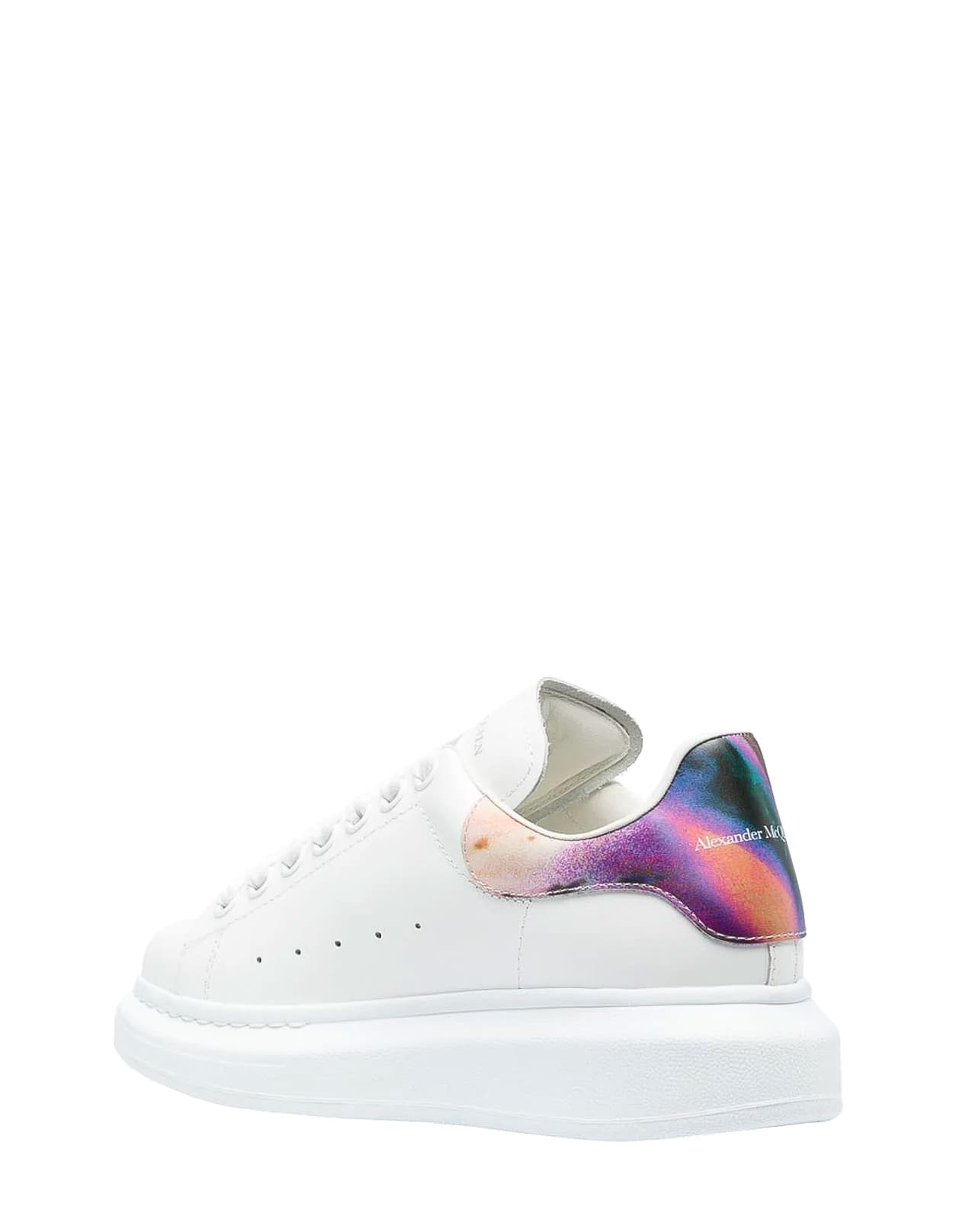 Shop Alexander Mcqueen White Oversized Sneakers With Orchid Print In White/multi