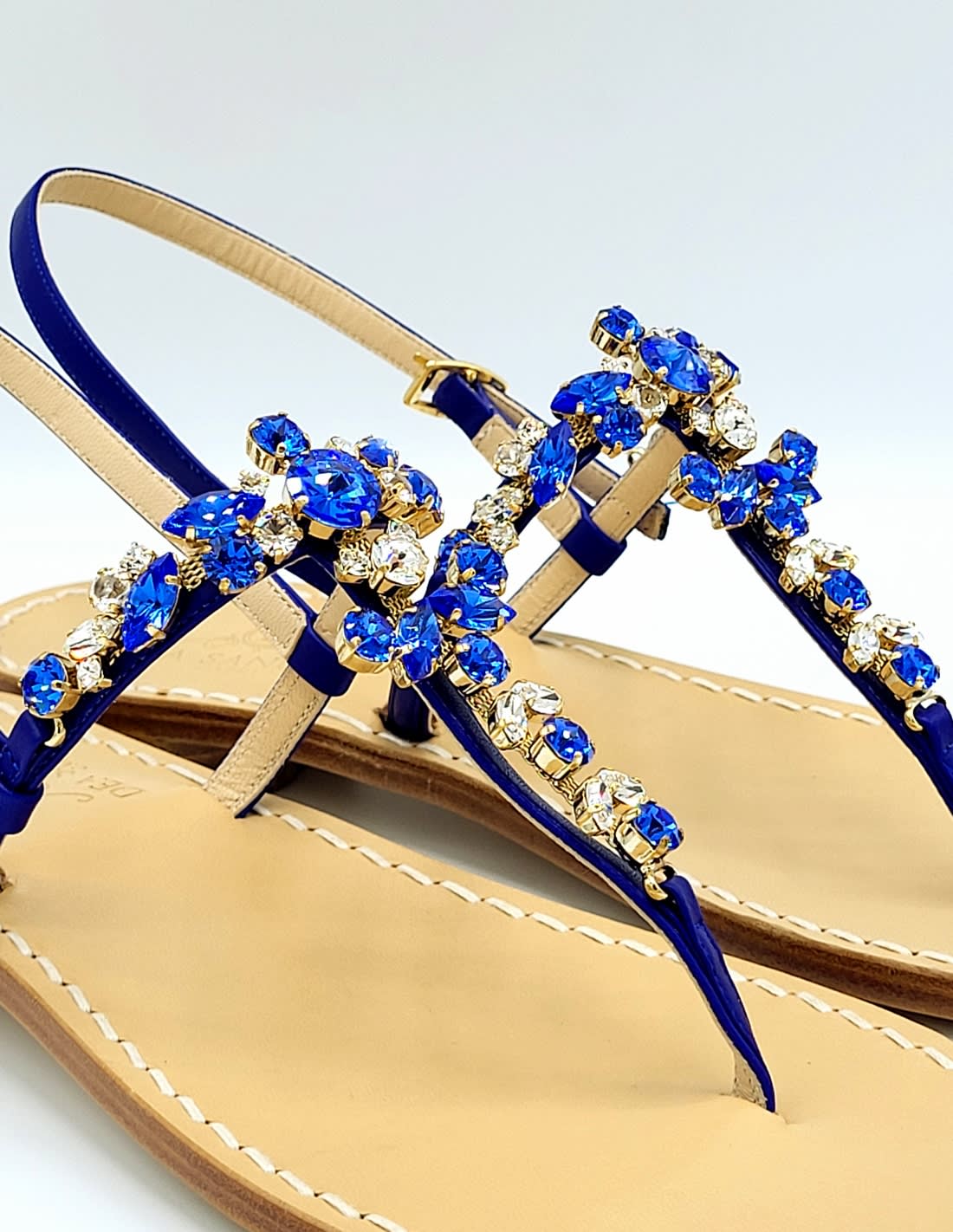 Dea Sandals Scopolo Jewel Sandals Sapphire Blue In Blue, Sapphire Blue, Crystal