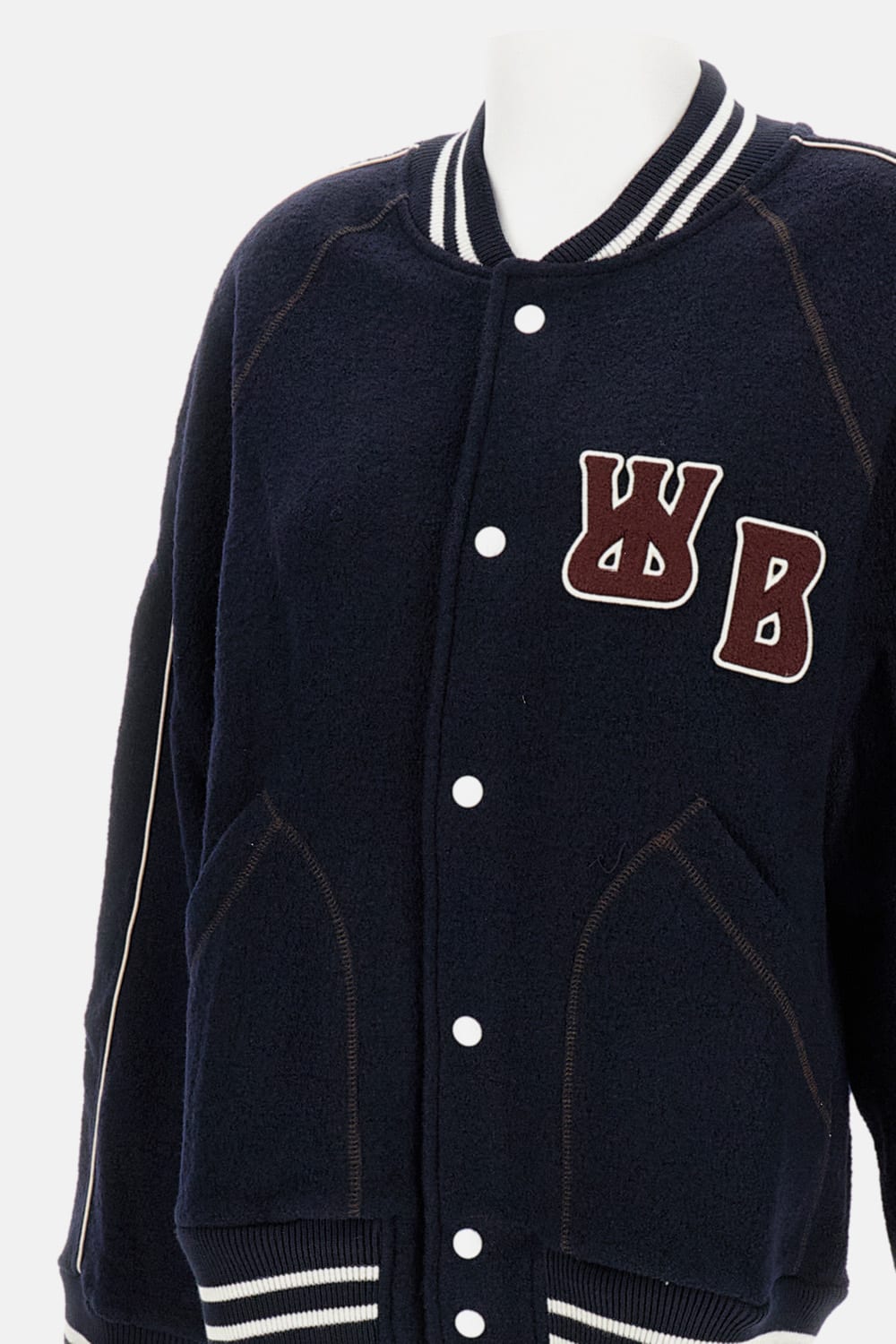 Wales Bonner October Varsity Bomber Jacket In Blue