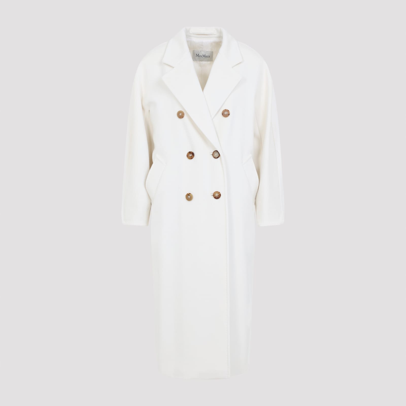 Max Mara Madame Double-breasted Wool Coat In White