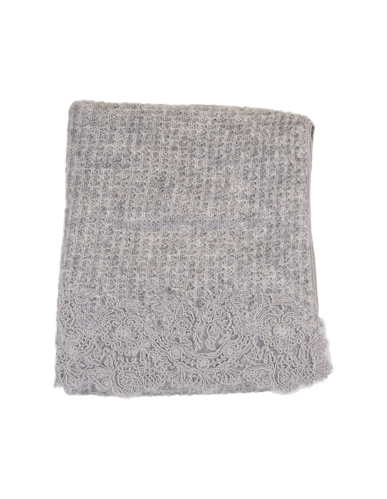 Grey Stole With Rebrodé Lace