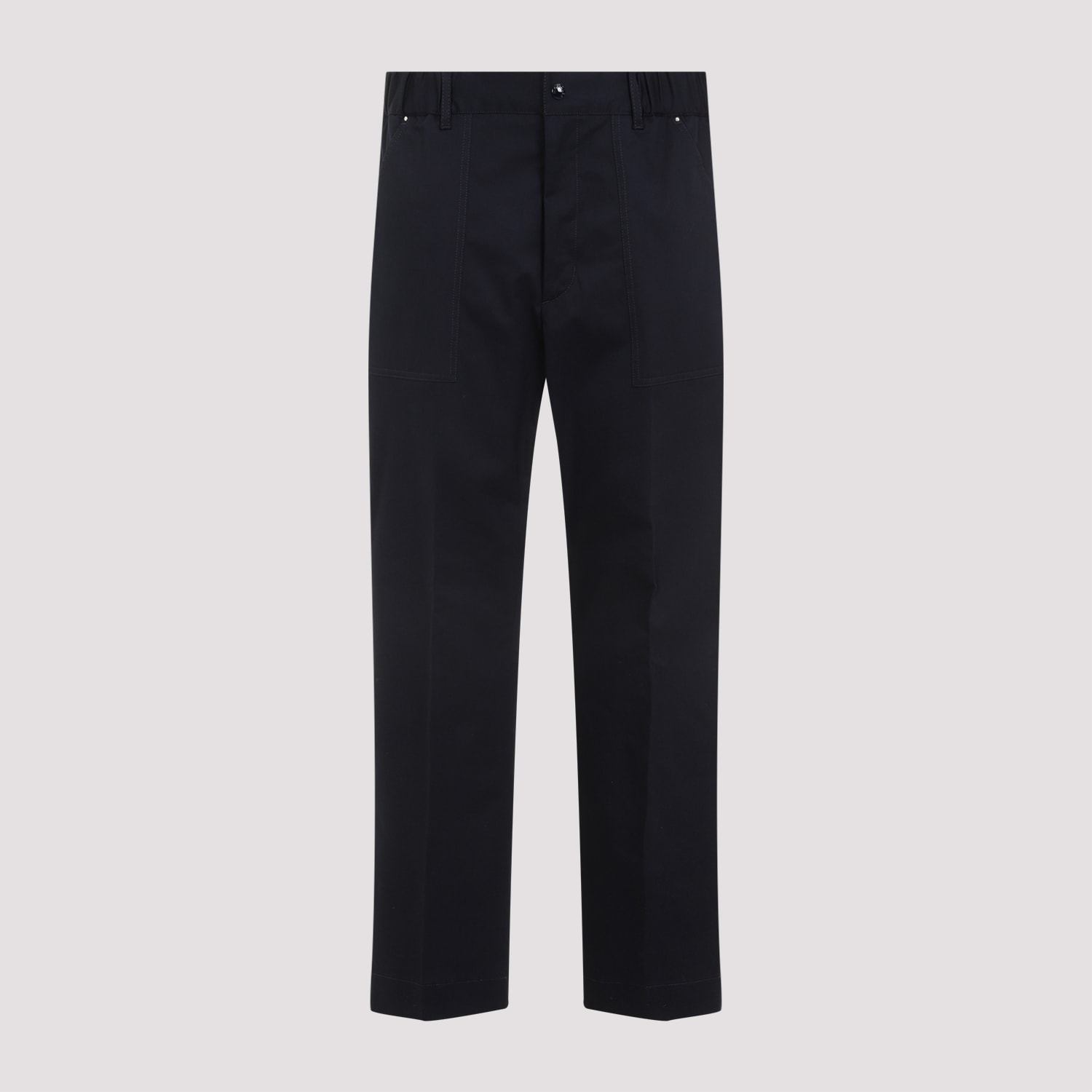 Shop Moncler Cotton Pants In Navy