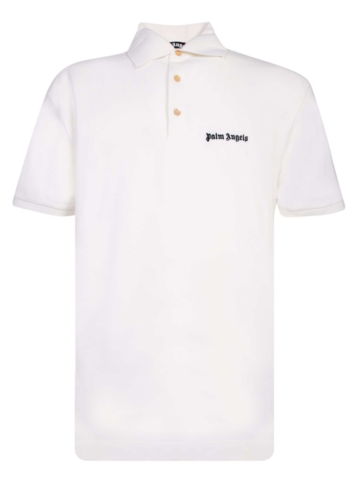 Shop Palm Angels Logo White Polo Shirt