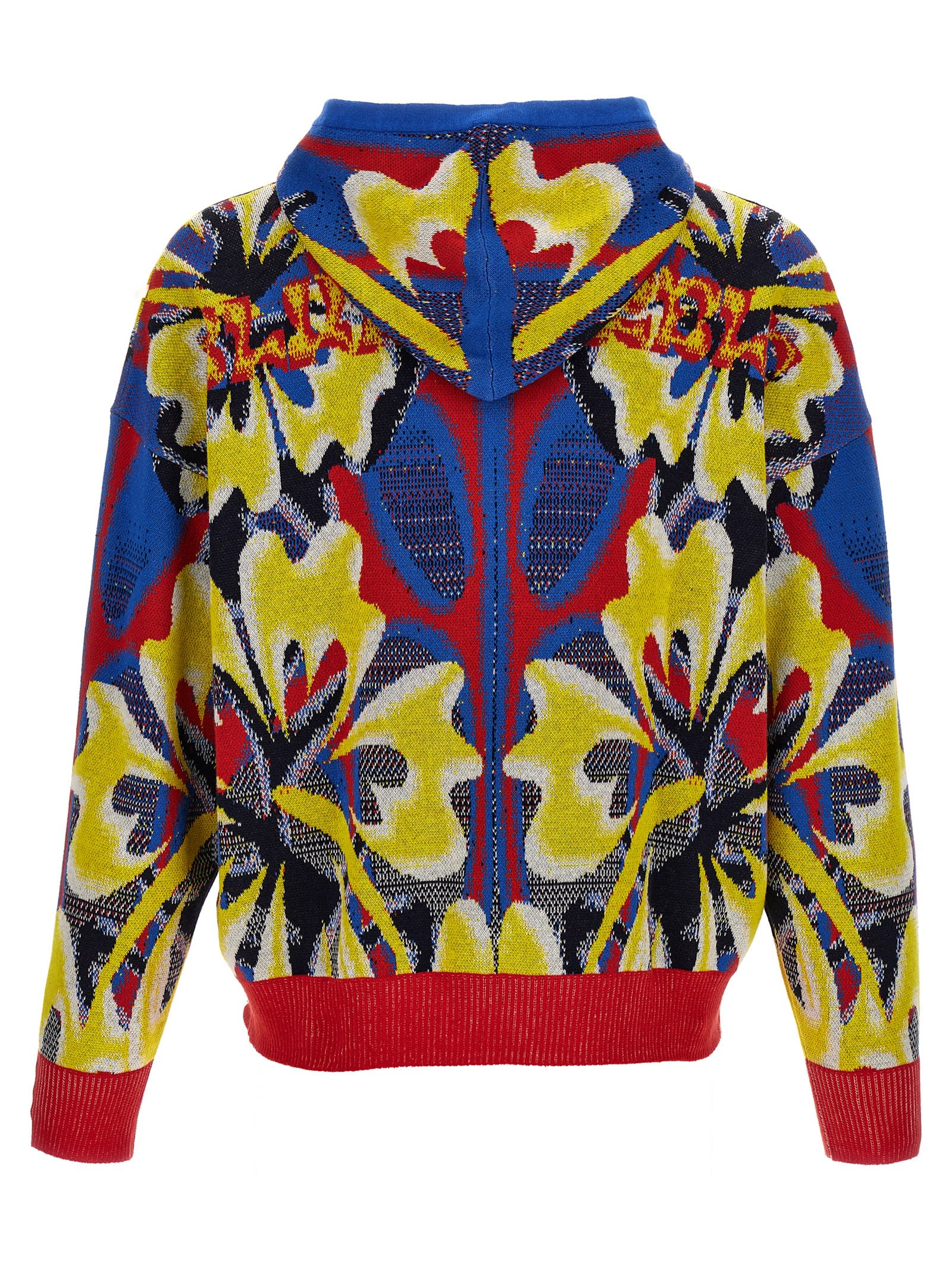 Shop Bluemarble Knit Jaquard Hoodie In Multicolor