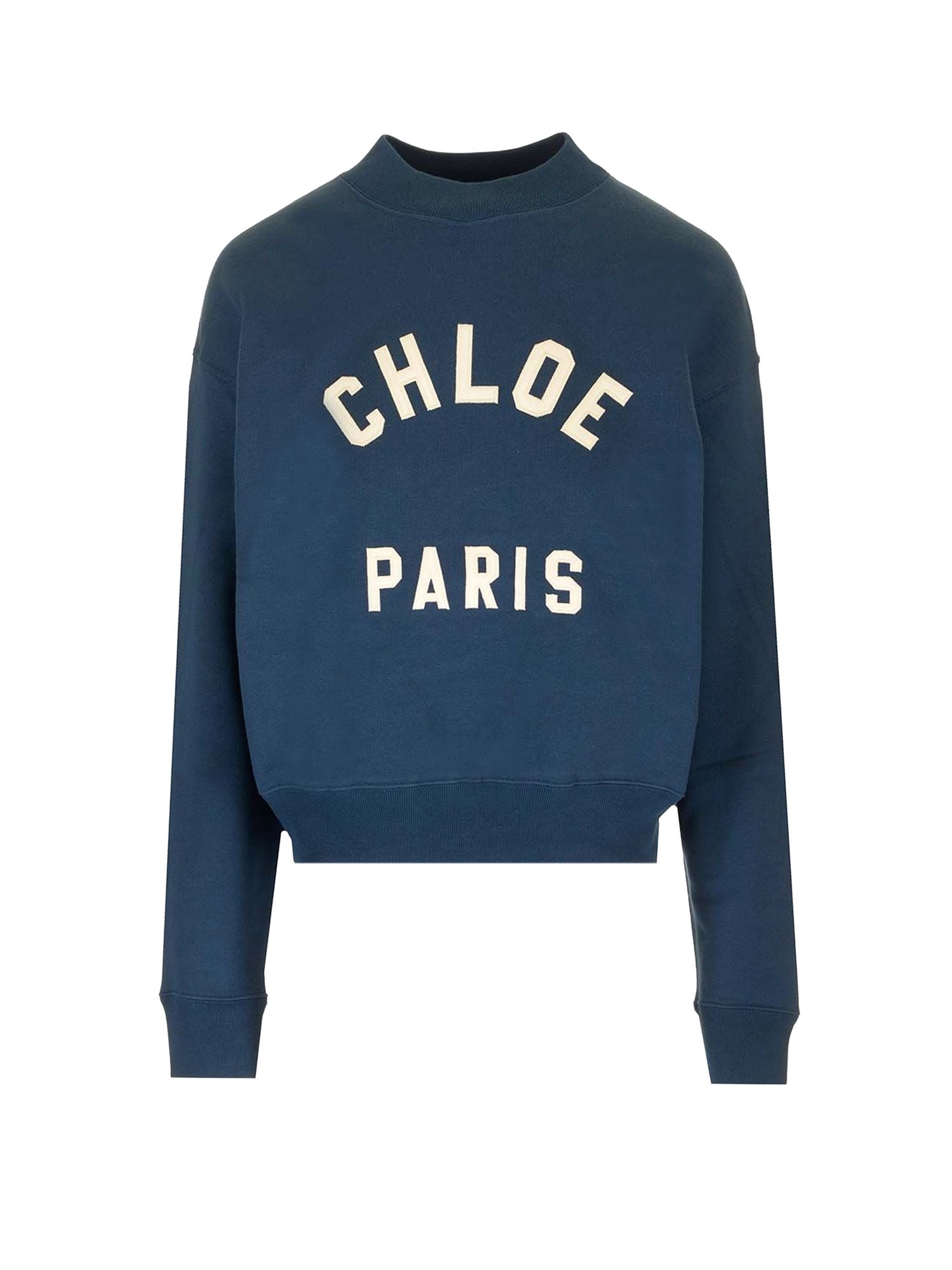 Chloé Cotton Sweatshirt With Logo In Blue