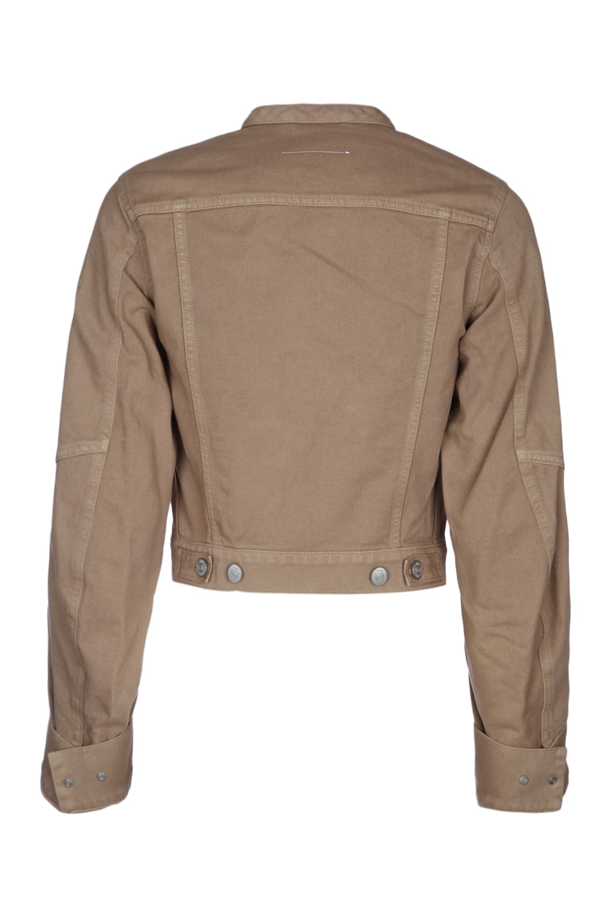 Mm6 Maison Margiela Woman Denim Outerwear Light Brown Size 8 Cotton
