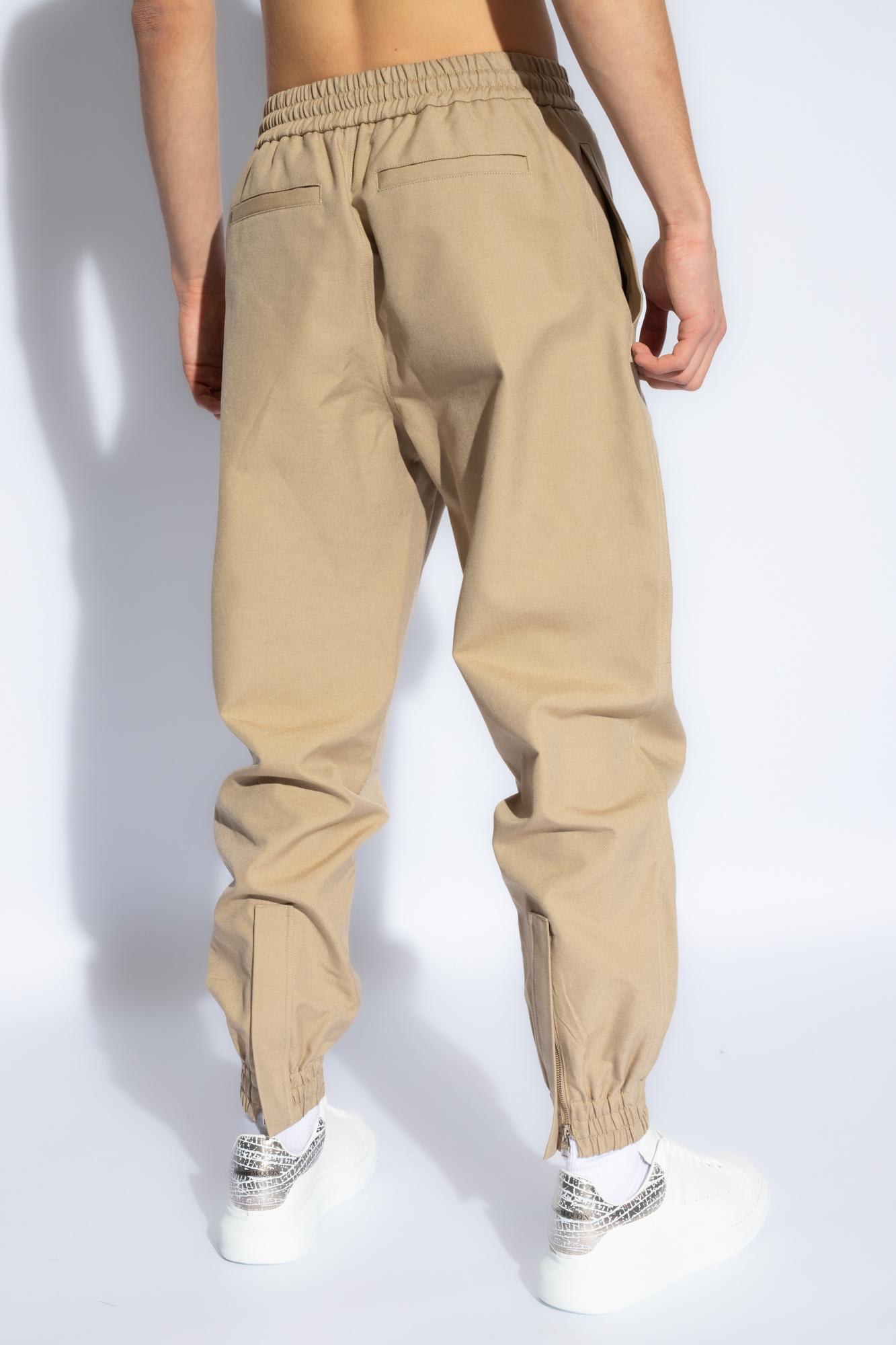 Shop Alexander Mcqueen Cotton Trousers In Neutrals