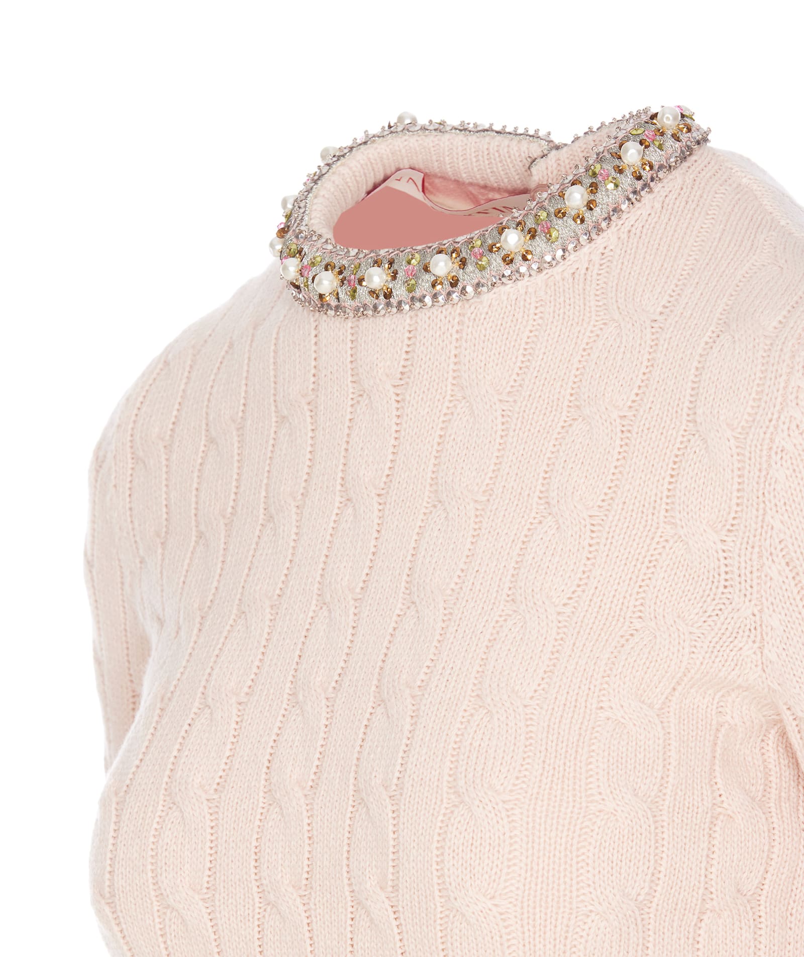 Valentino Garavani Women Cream Wool Sweater In Pink