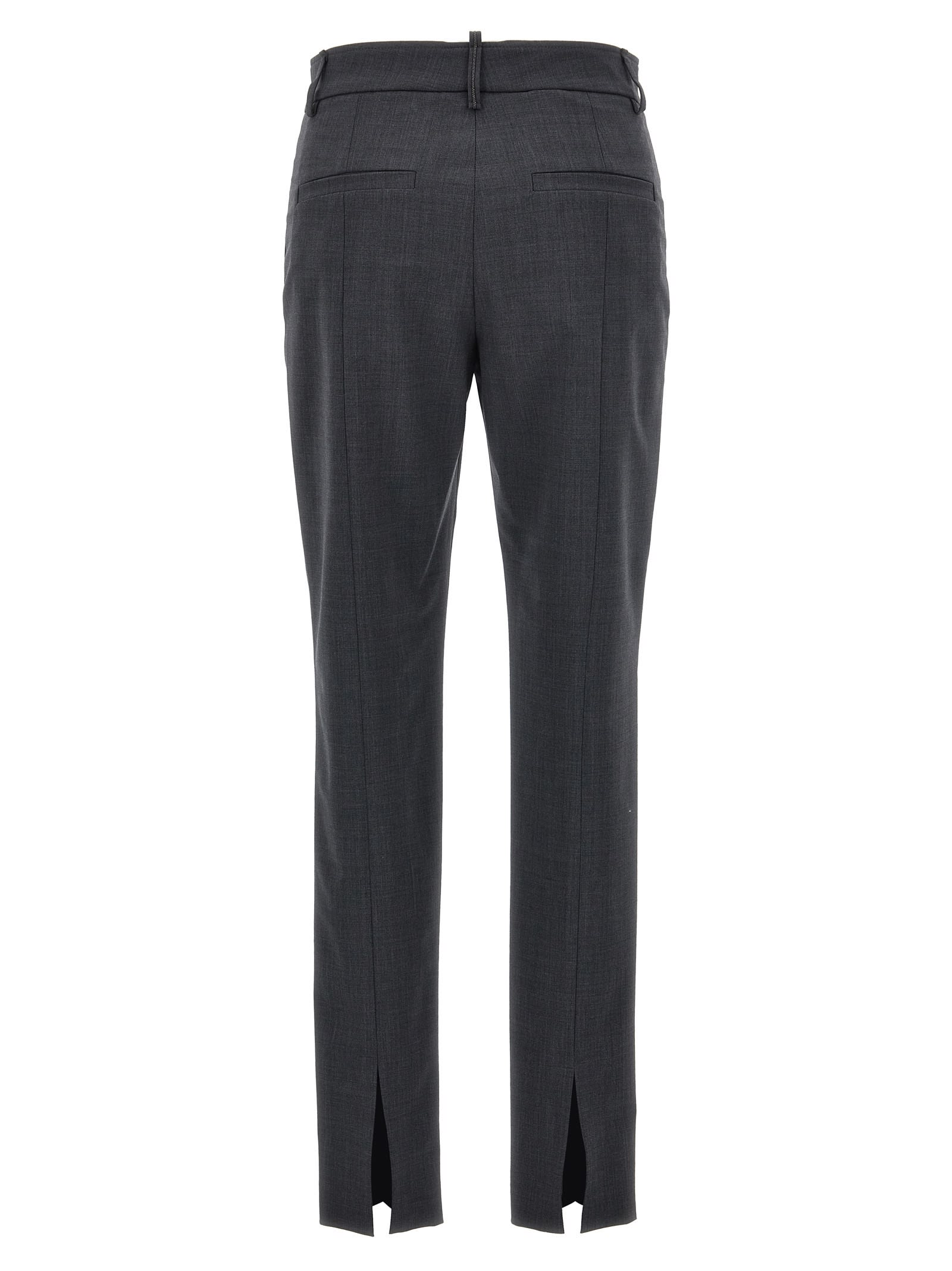 Shop Brunello Cucinelli Wool Cigarette Pants In Gray