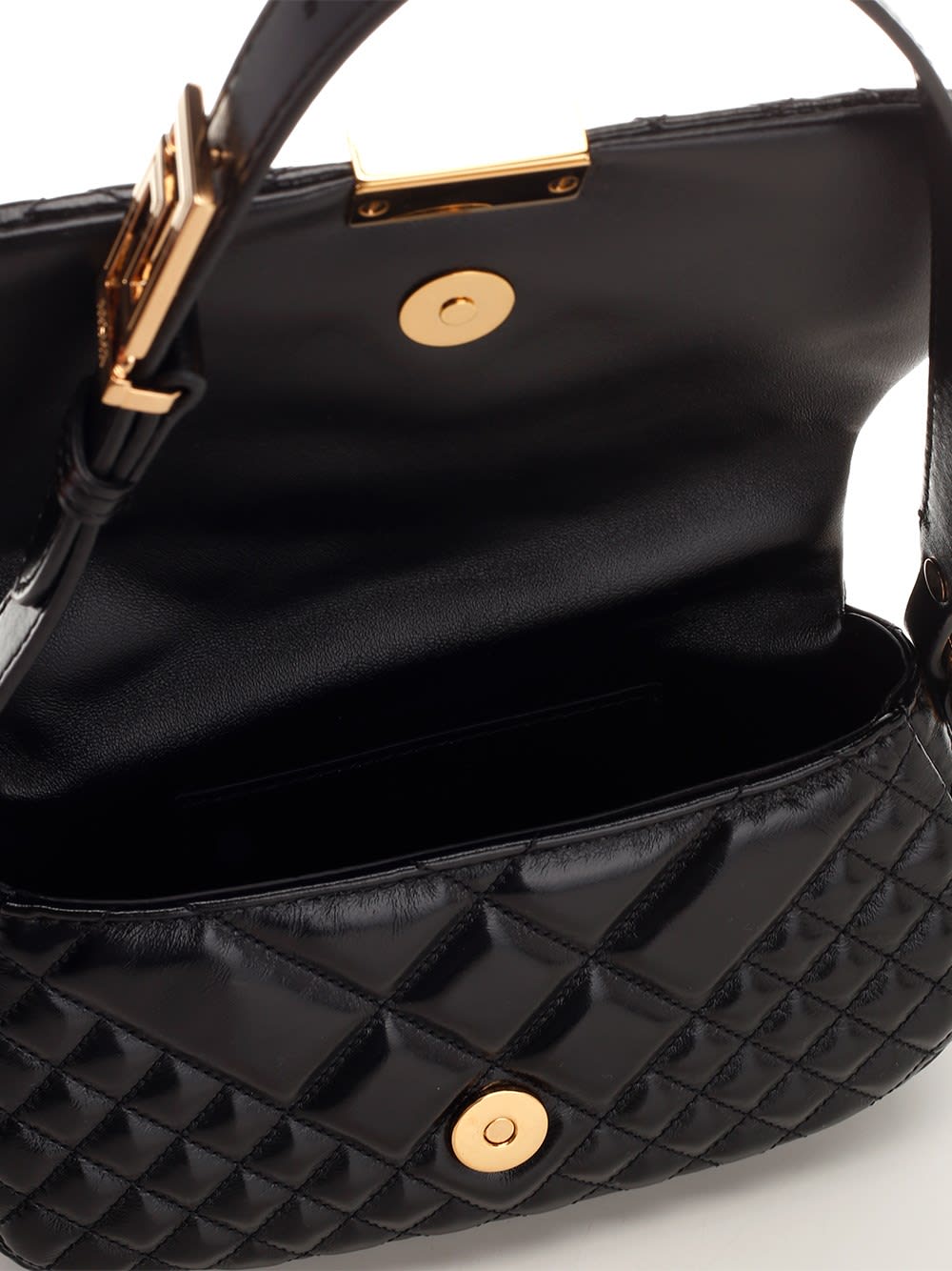 Shop Versace Greca Goddess Mini Handbag In Black