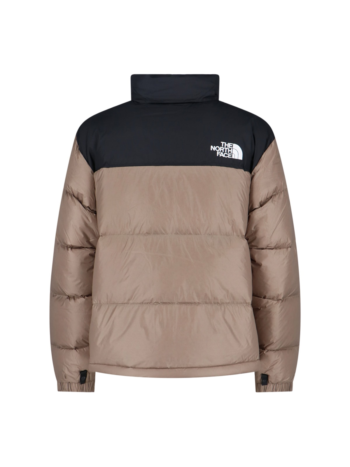 The North Face Beige And Black Short Down Jacket With Logo  In Brown