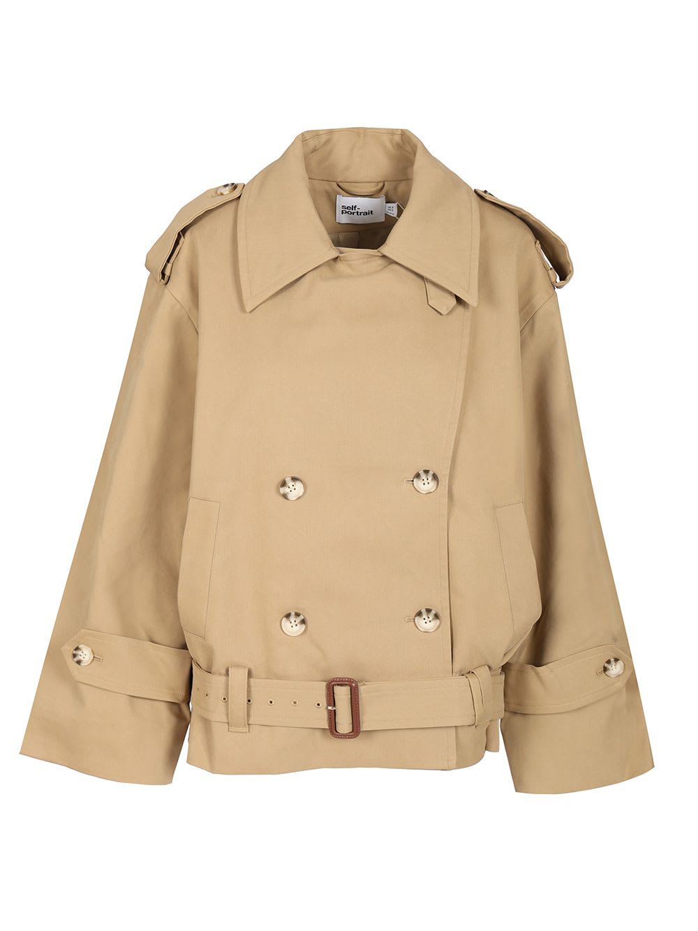Self-portrait Beige Trench Jacket Coats Beige In Brown