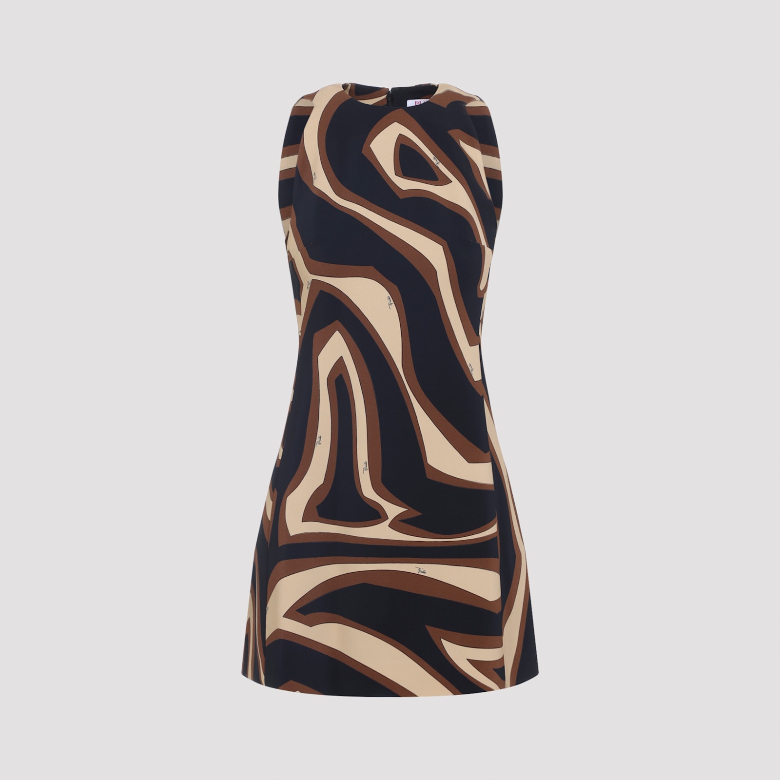 Pucci Abstract Pattern Sleeveless Fitted Dress In Brown
