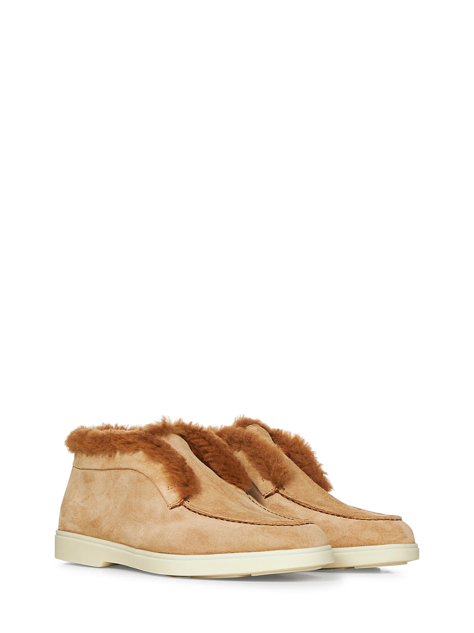 Shop Santoni Desert Boots In Beige