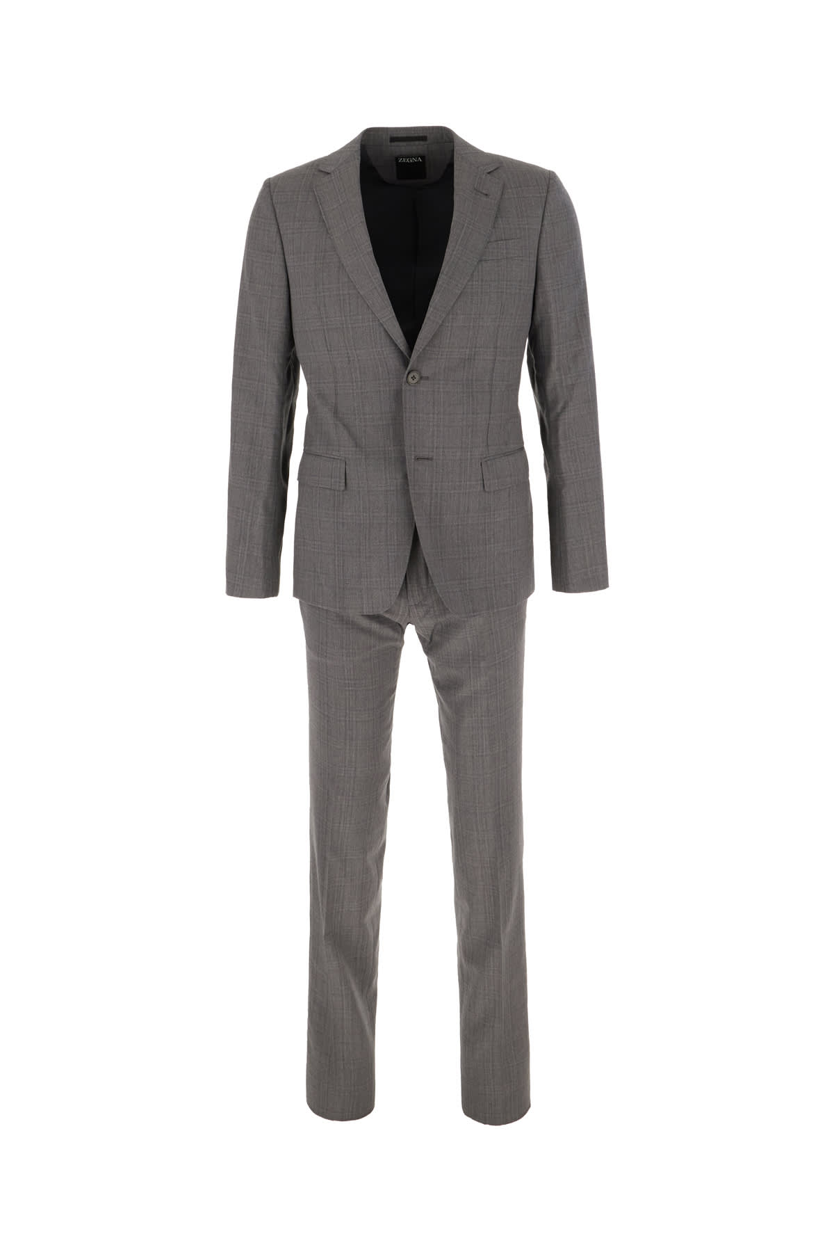 Zegna Melange Grey Wool Suit In Gray