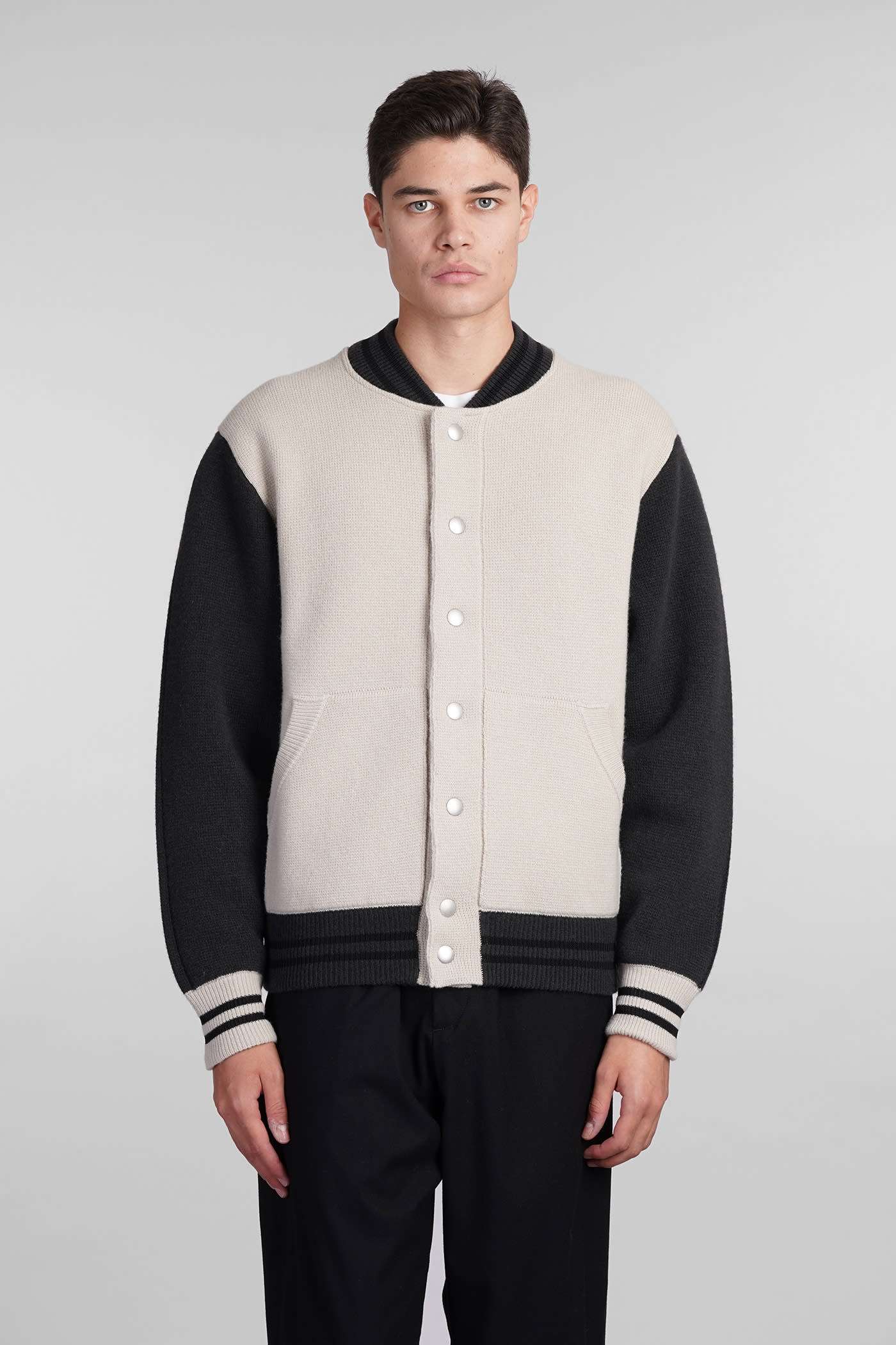 Shop Roberto Collina Bomber In Beige Wool