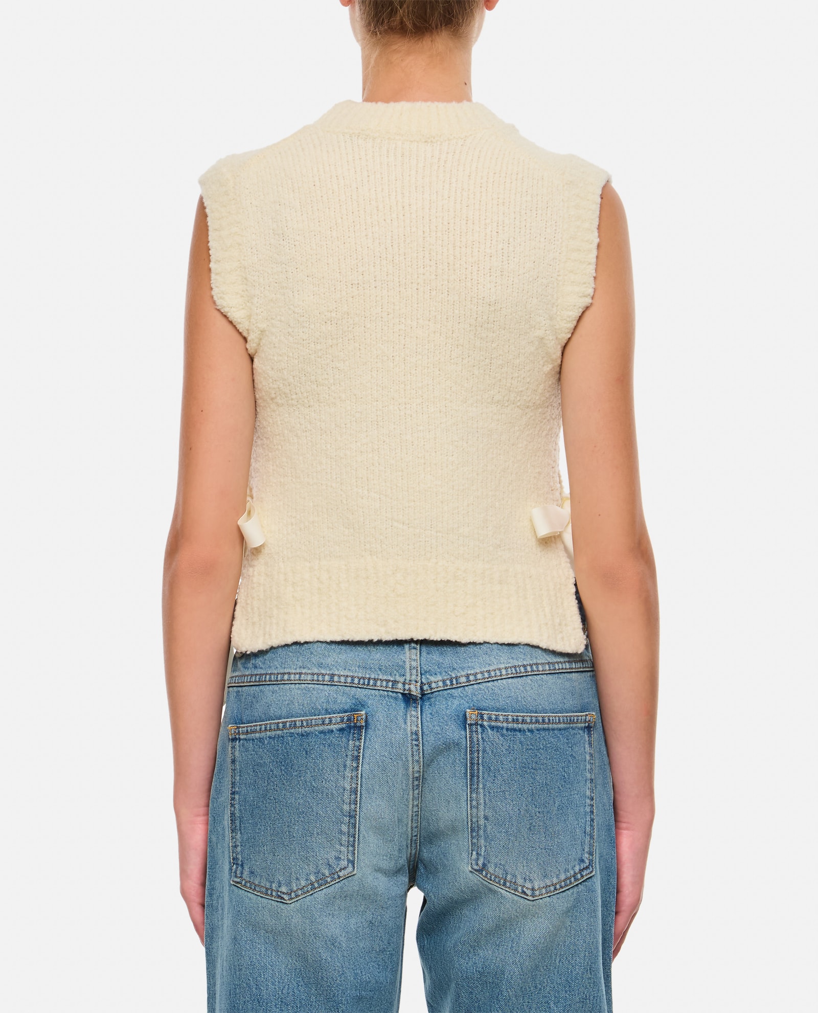 Shop Cecilie Bahnsen Owen Vest Bouclé Knit In White