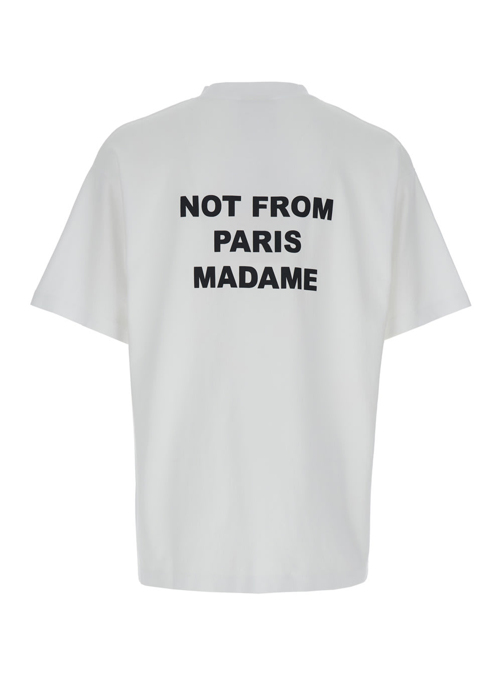 Shop Drôle De Monsieur White Crewneck T-shirt With Slogan Print On The Front And Back In Cotton Man