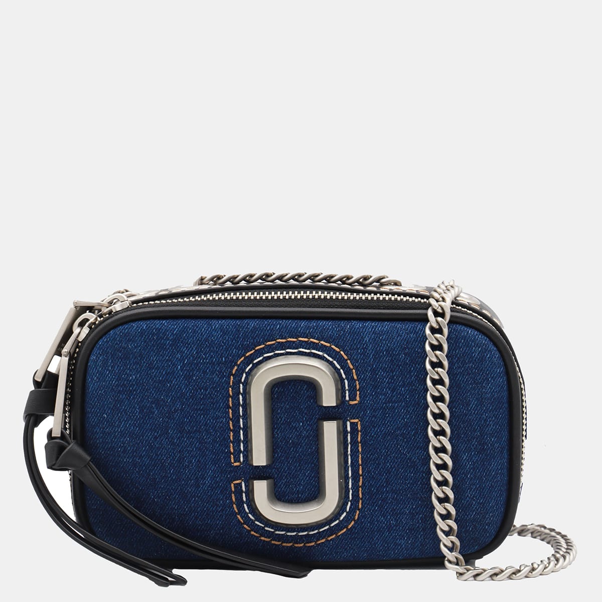 MARC JACOBS BLUE DENIM COTTON THE SNAPSHOT SHOULDER BAG 