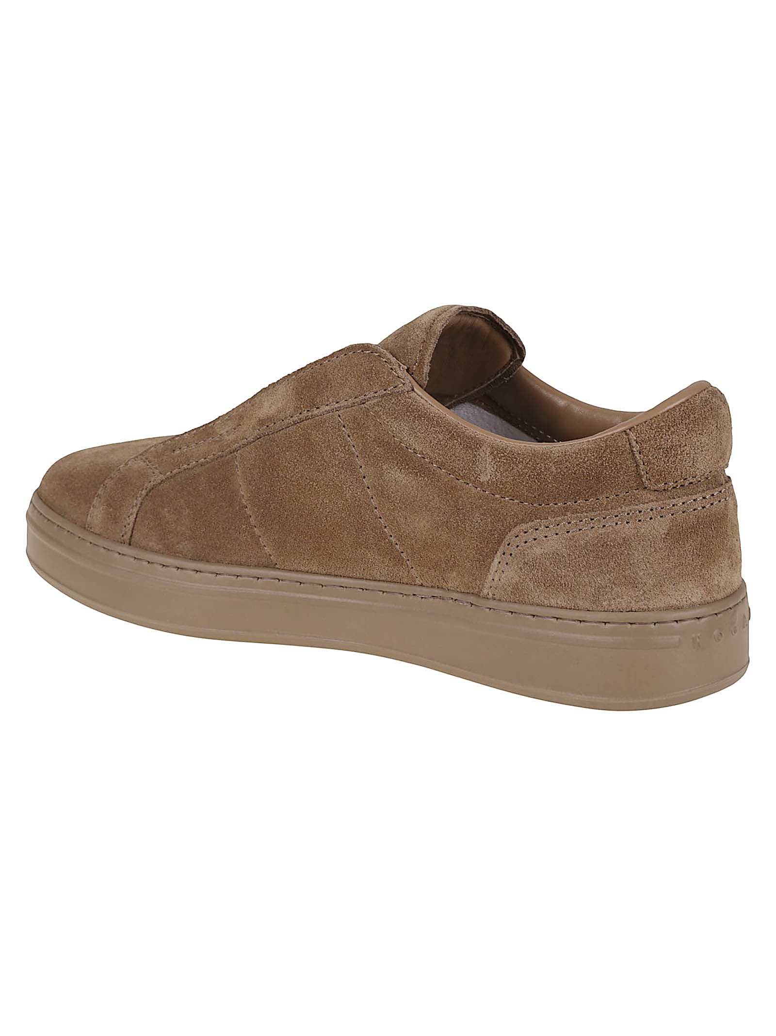Hogan Brown Slip-on Leather Sneakers With Debossed Branding