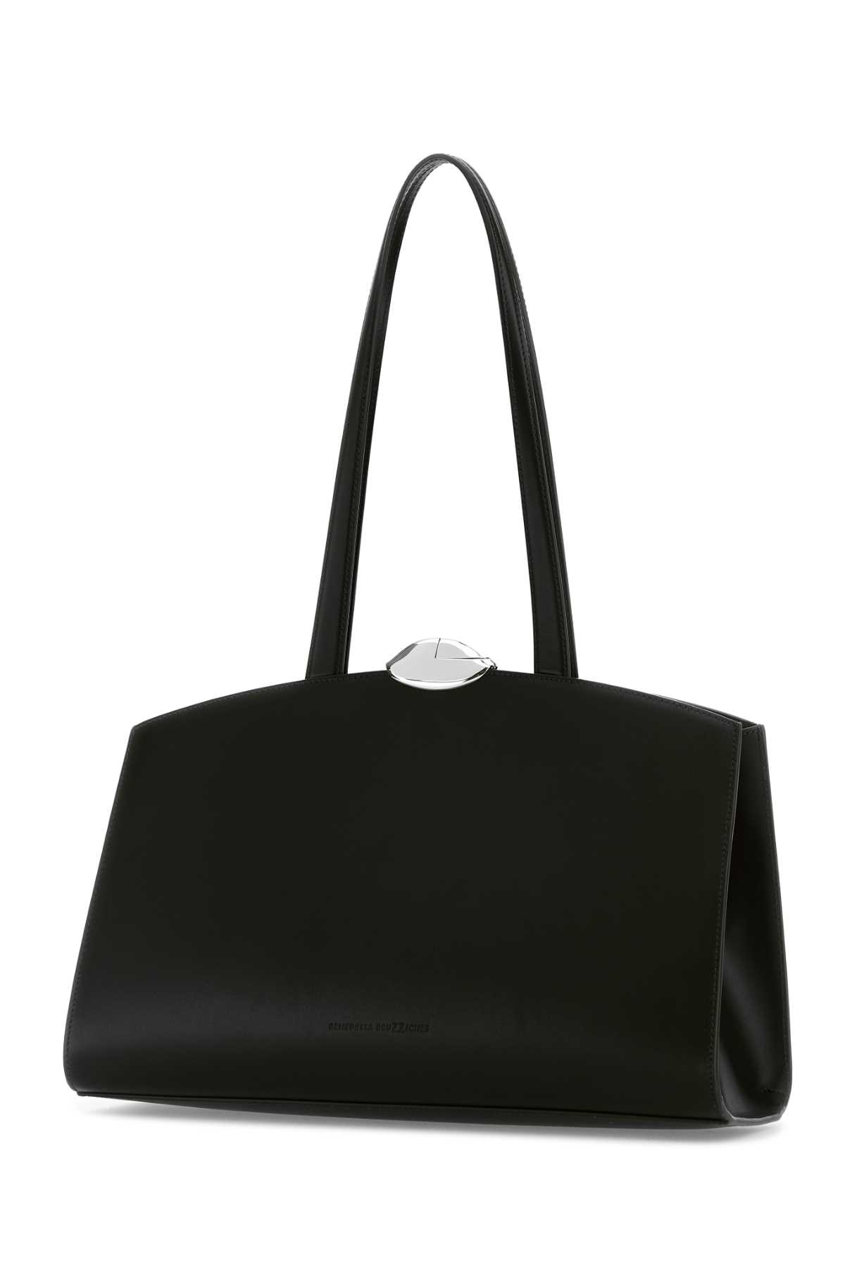 Benedetta Bruzziches Structured Leather Shopping Bag With Top Handle In Black