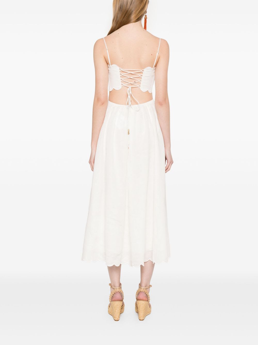 Zimmermann Rhiannon Linen Midi Dress In White
