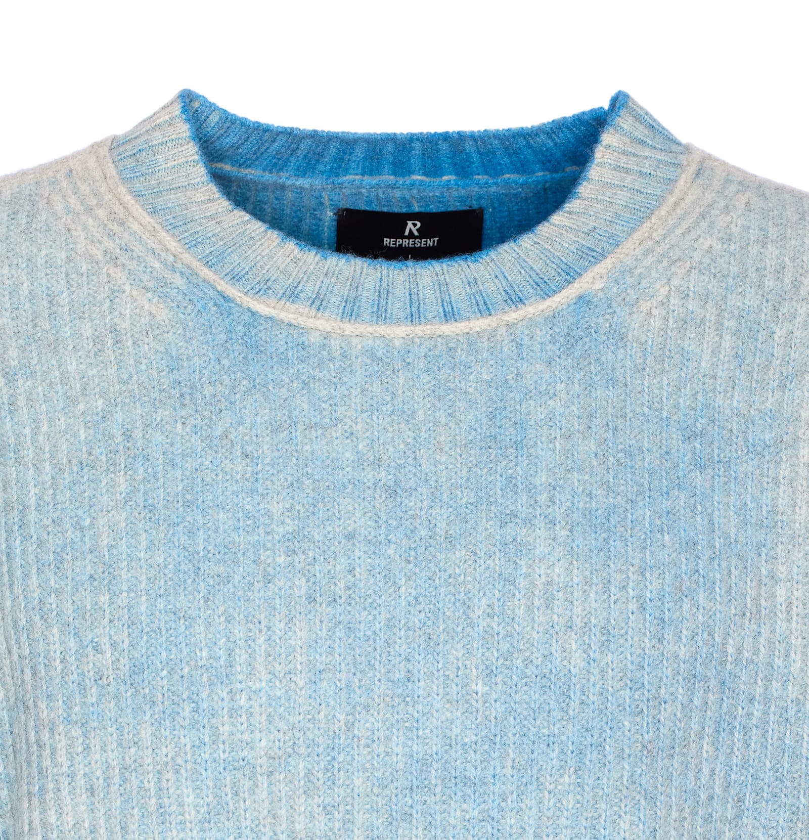 Represent Crewneck Long Sleeve Knitwear With Ribbed Texture In Blue