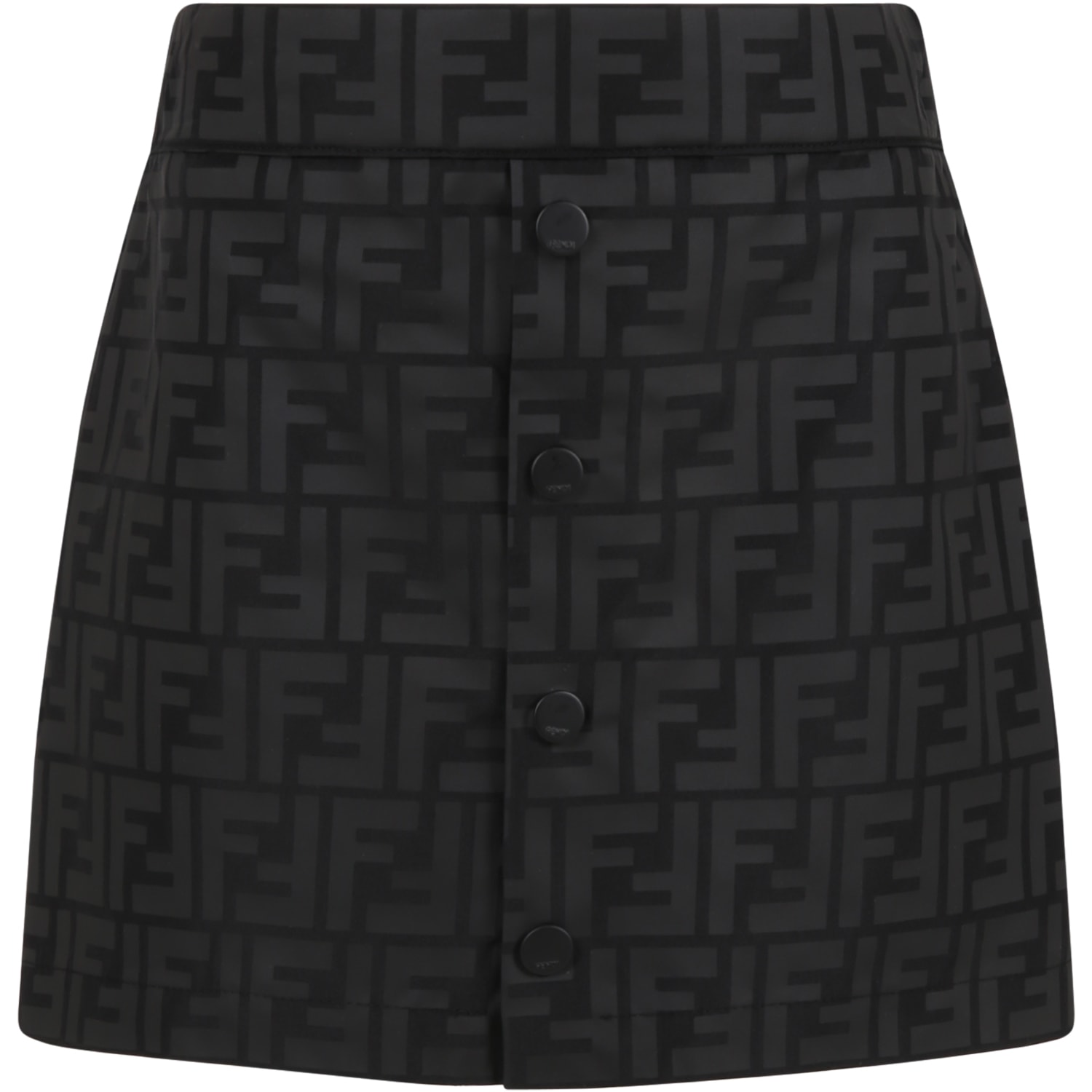 Fendi Black Skirt For Girl With Iconic Ff Logo