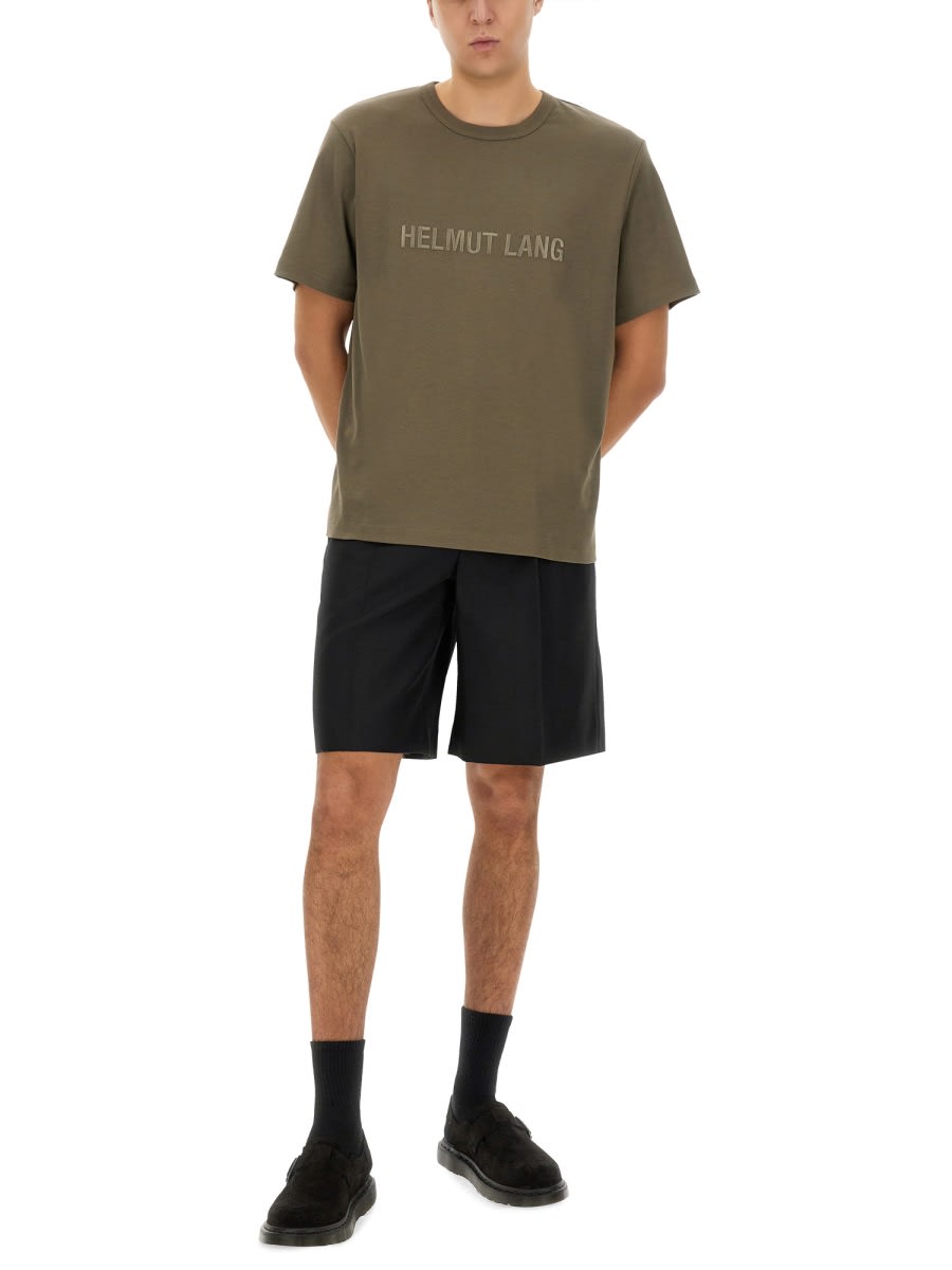Helmut Lang Regular Fit T-shirt With Tonal Logo Embossing In Beige