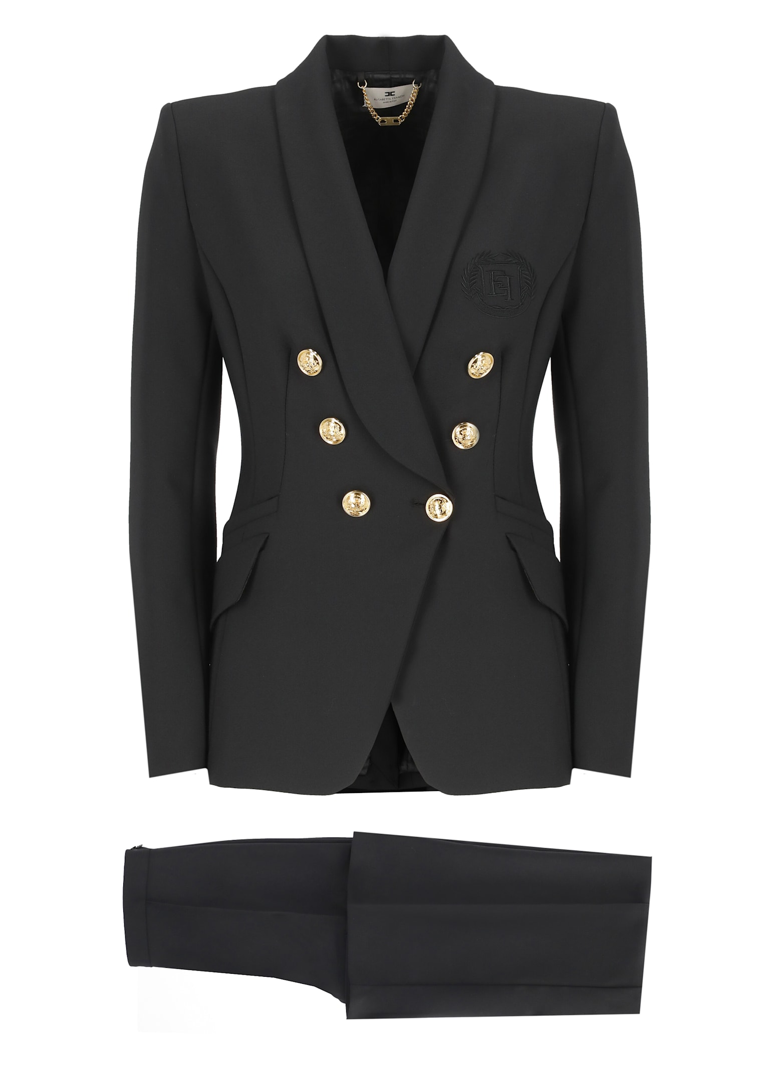 Shop Elisabetta Franchi Crepe Stretch Tailleur In Nero