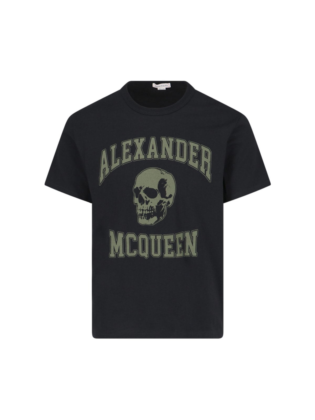 Shop Alexander Mcqueen Varsity T-shirt In Black/khaki