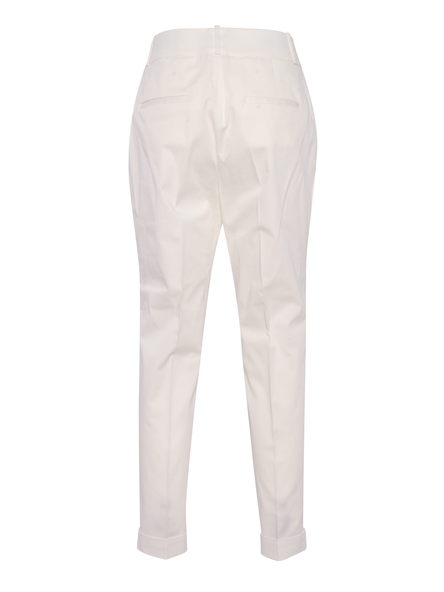 Peserico Side-slit Cropped Stretch Pants In White