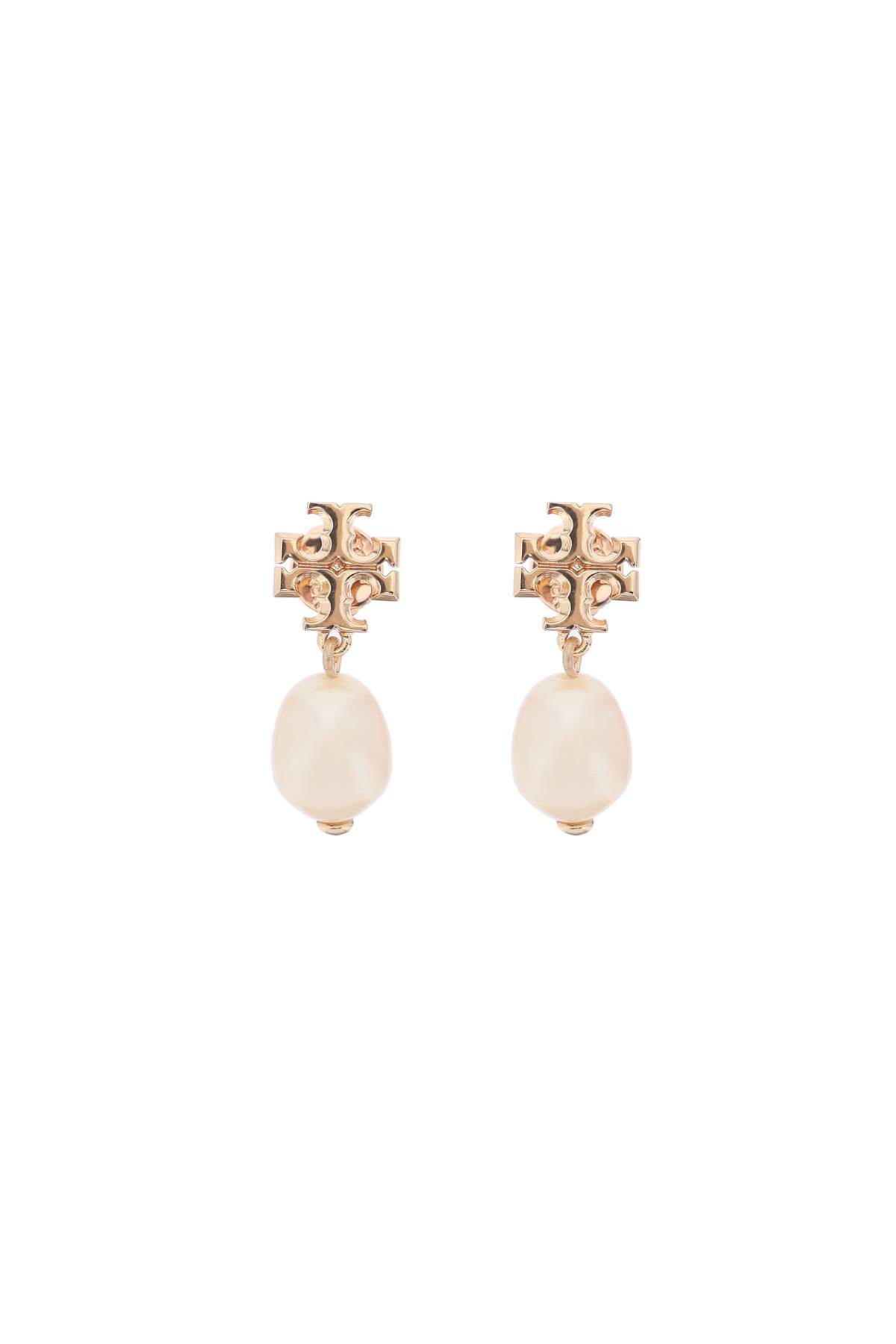 Shop Tory Burch Kira Earring With Pearl In Rose Gold Champagne (gold)