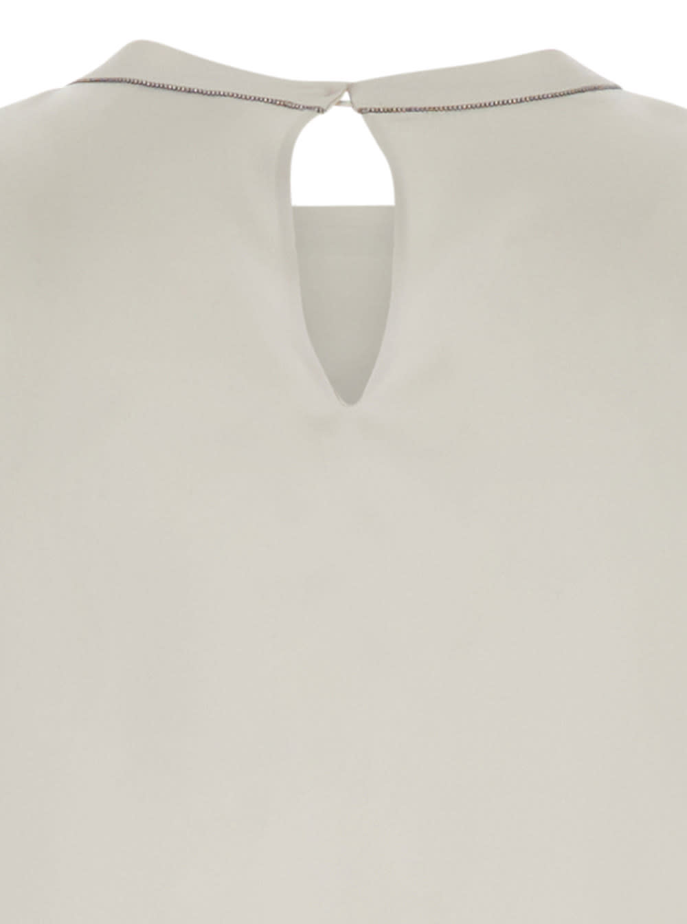 Shop Brunello Cucinelli White Cap-sleeve Satin Top In Silk Woman