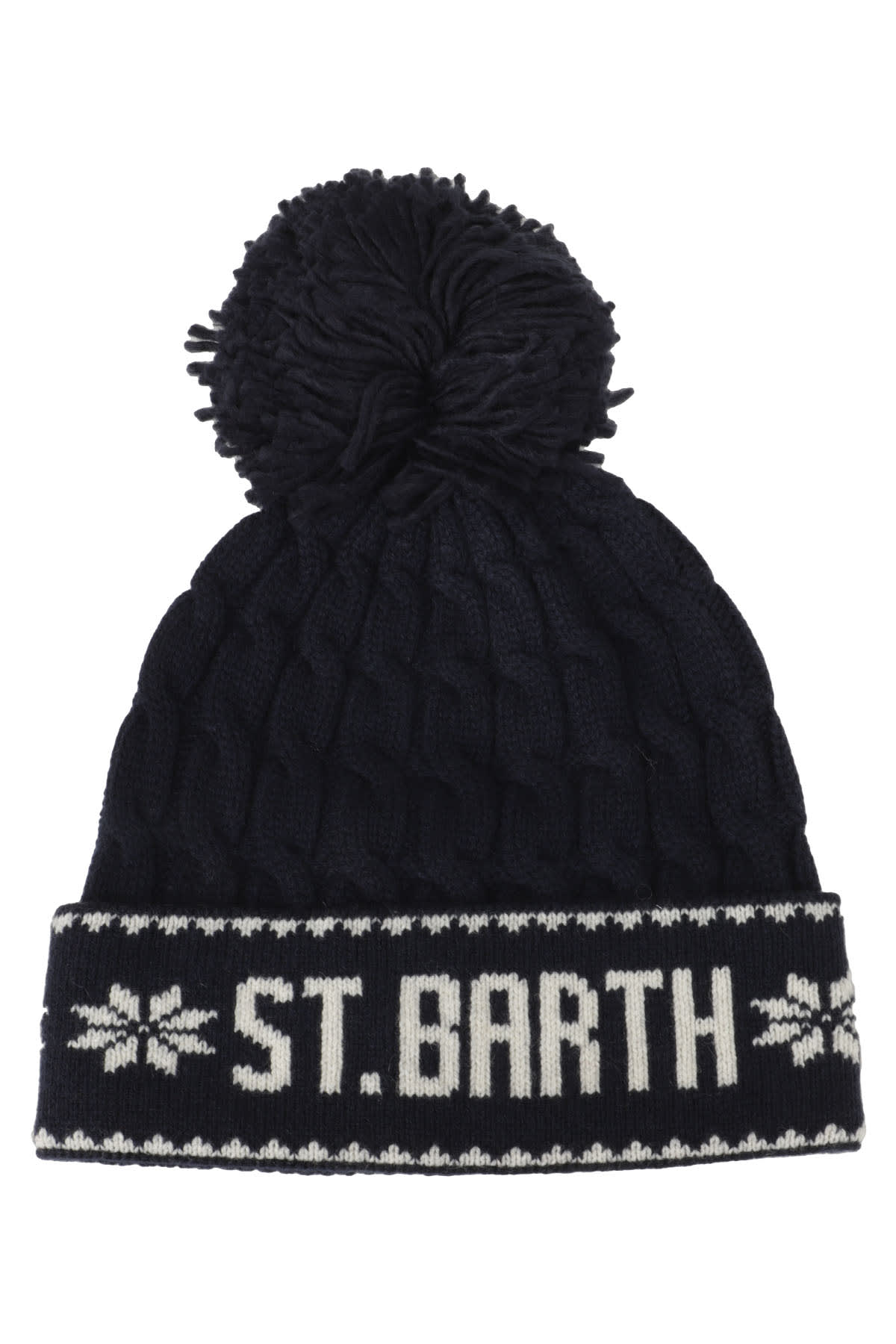 Mc2 Saint Barth Brided Knitted Cap Pom Pon In Sb Snowflake
