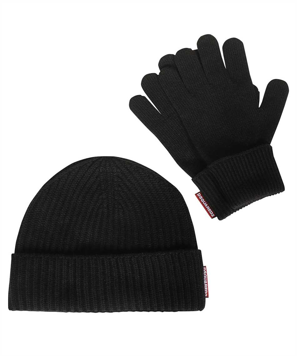 Dsquared2 Knitted Hat And Gloves Set In Black